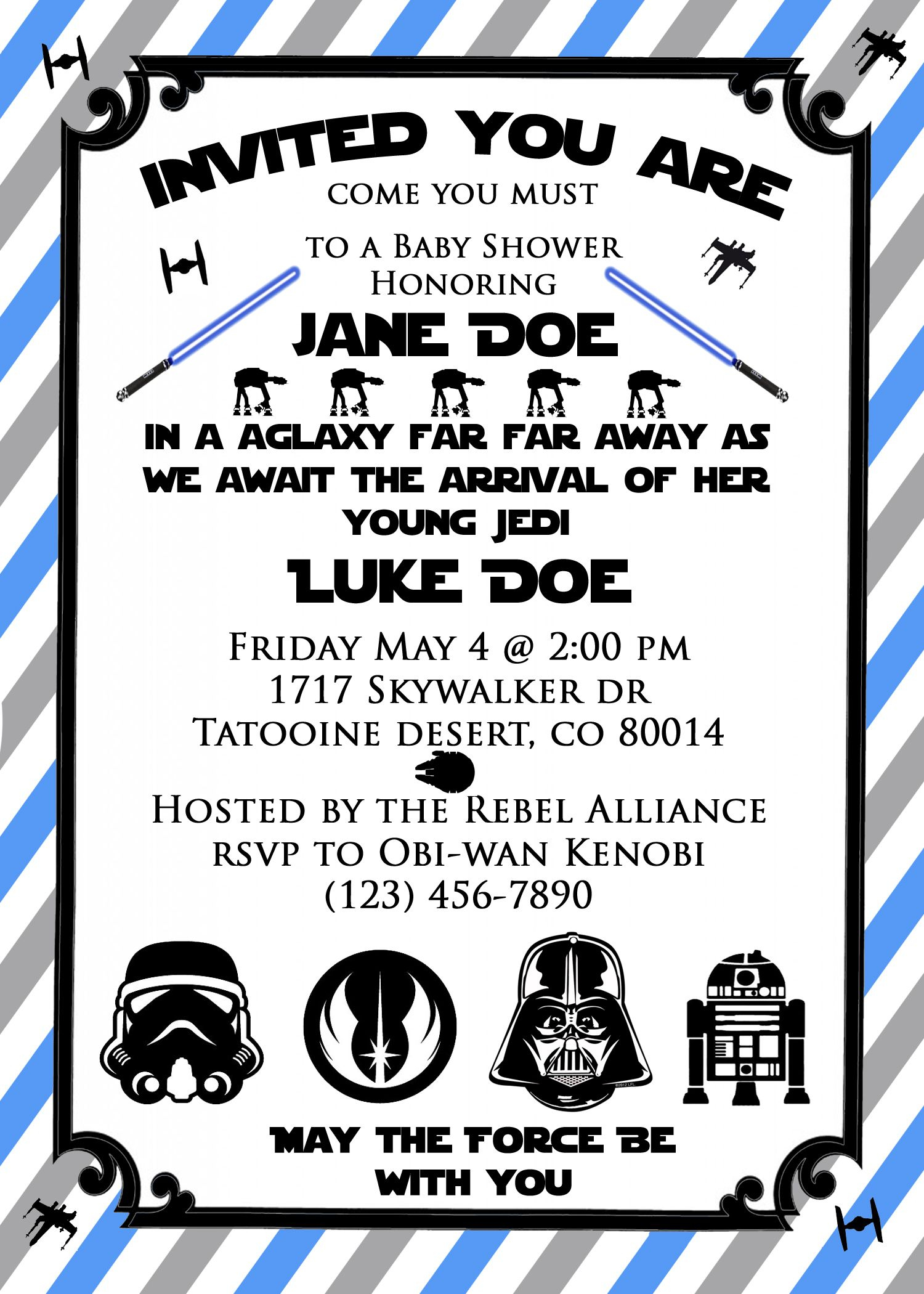 Star Wars Baby Shower Invite! So Cute For A Star Wars Themed Baby - Free Printable Star Wars Baby Shower Invites