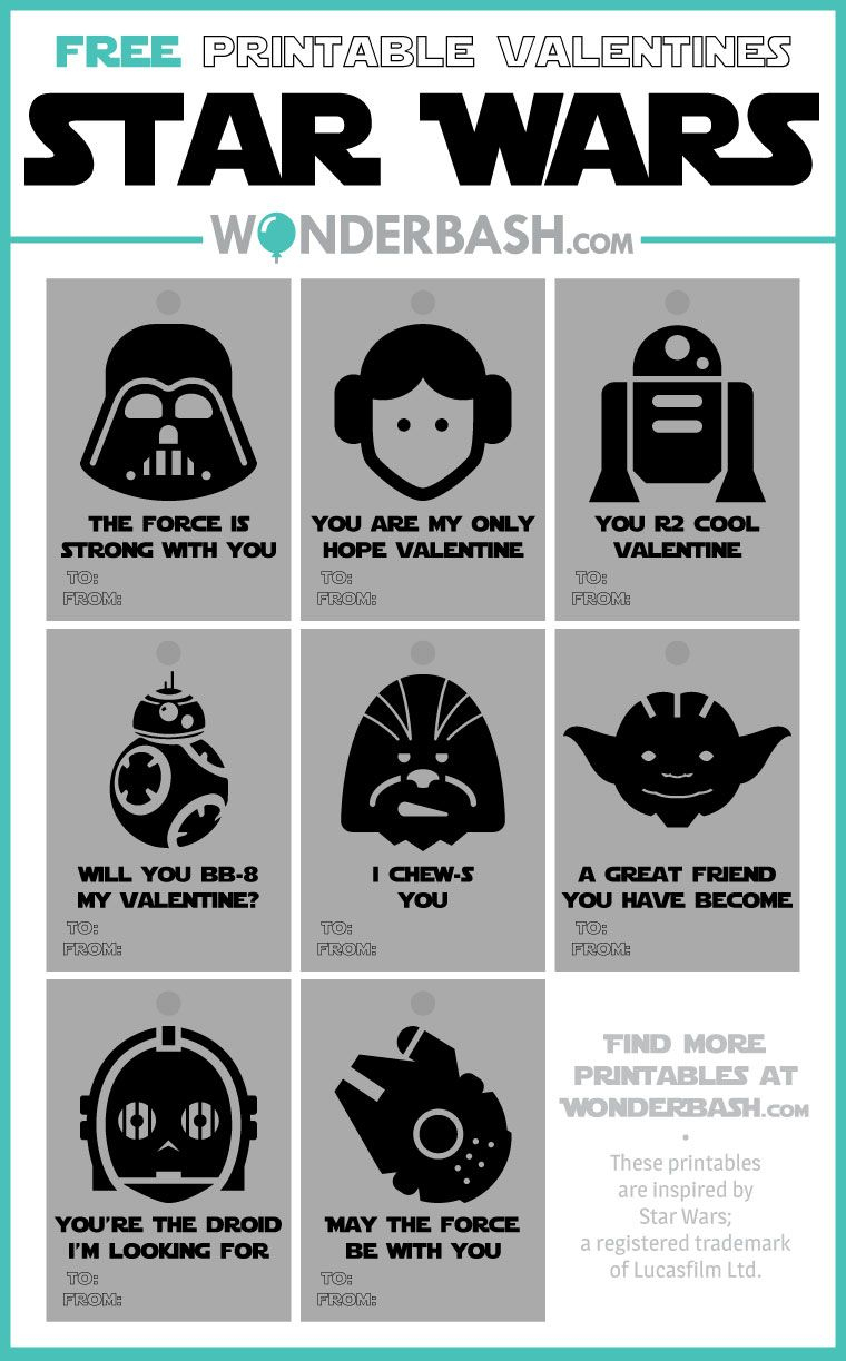 Star Wars Valentines Printables Free Download | Parties Full Of - May The Force Be With You Free Printable
