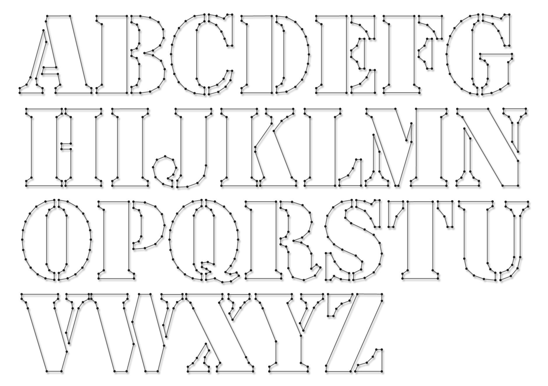 String-Art Pattern Sheets Alphabet Stencil (Letter Height 10Cm - Free Printable Photo Letter Art