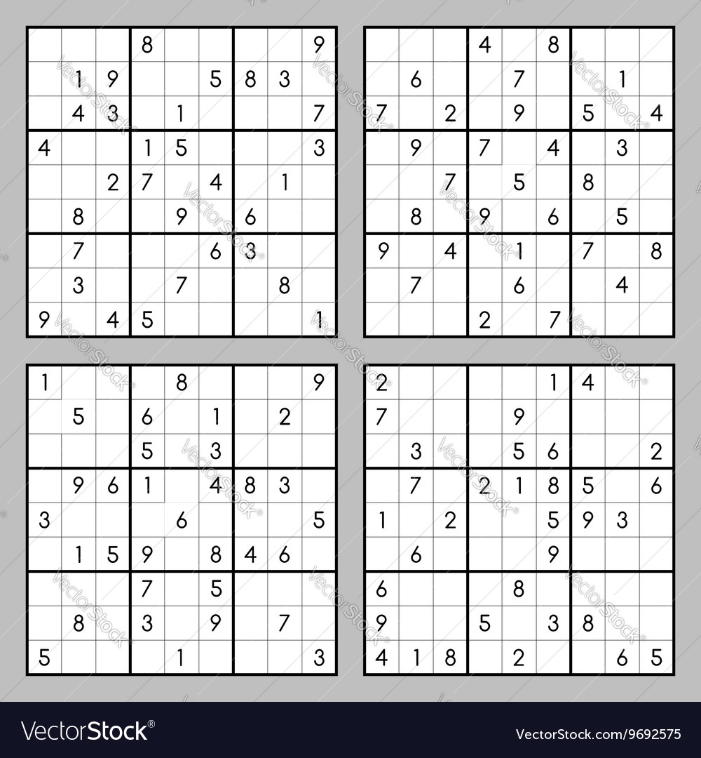 Sudoku Puzzles Royalty Free Vector Image - Vectorstock - Free Printable Sudoku 4 Per Page