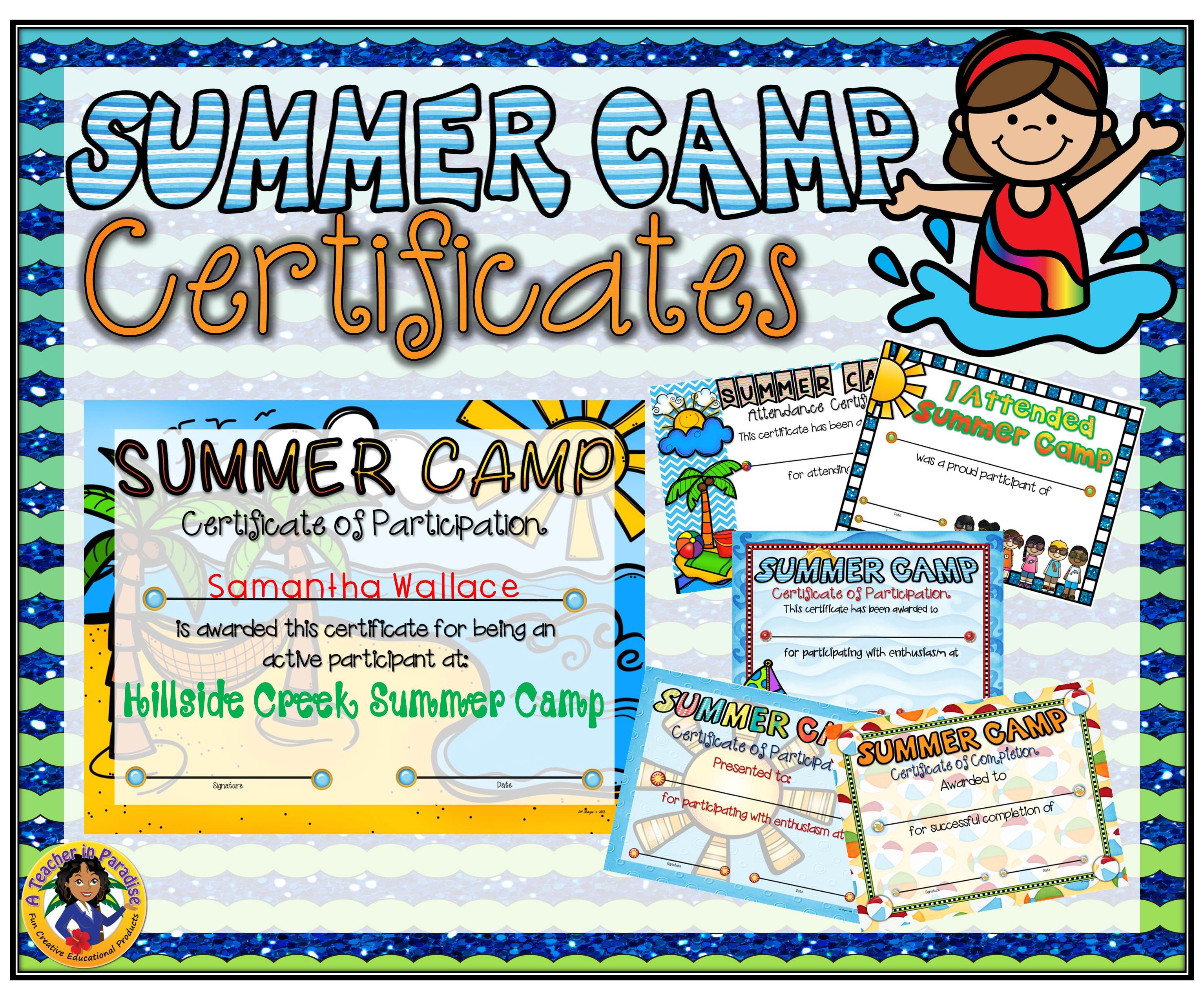 Summer Camp Certificate Template - Free Printable Camp Certificates