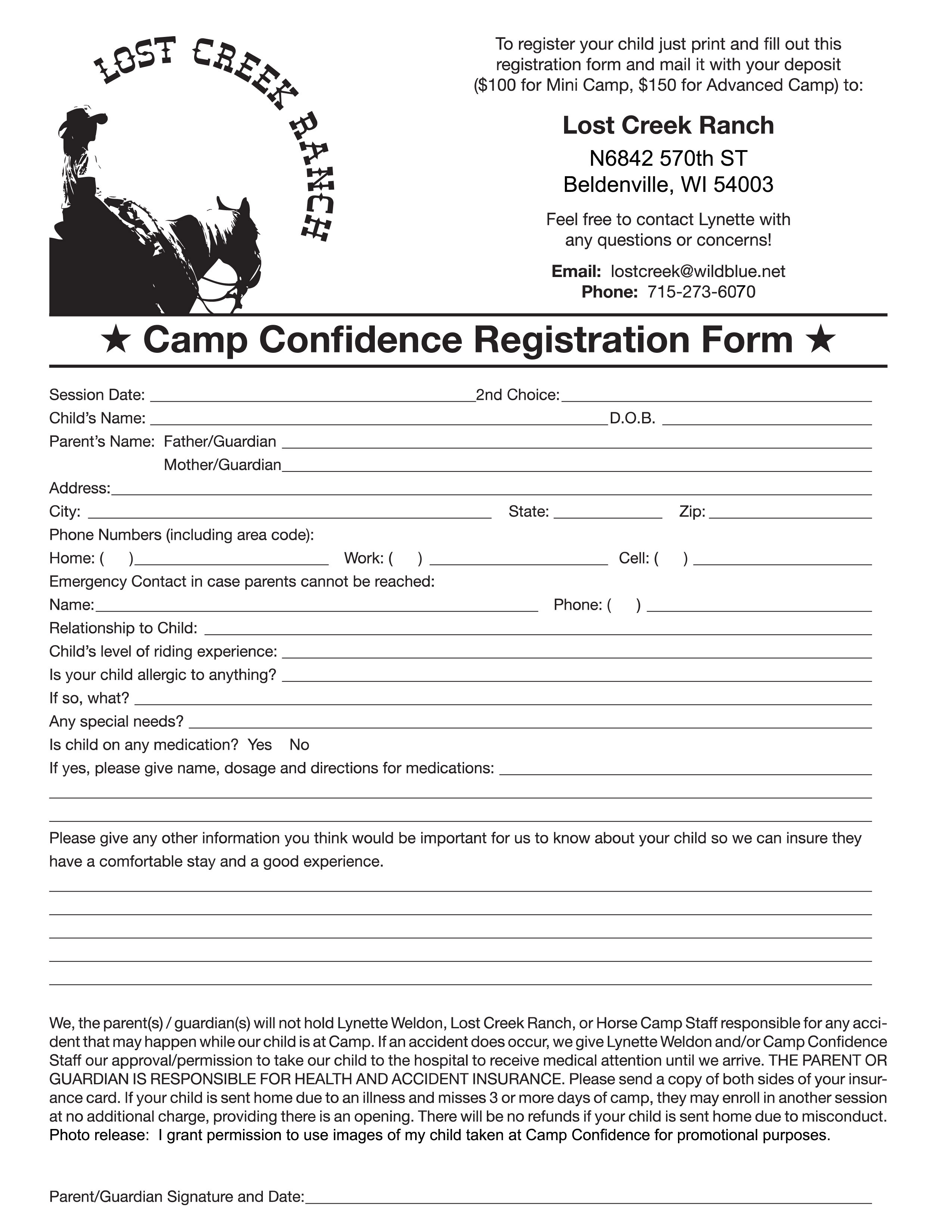 Summer Camp Sign Up Sheet Template - Free Printable Summer Camp Registration Forms