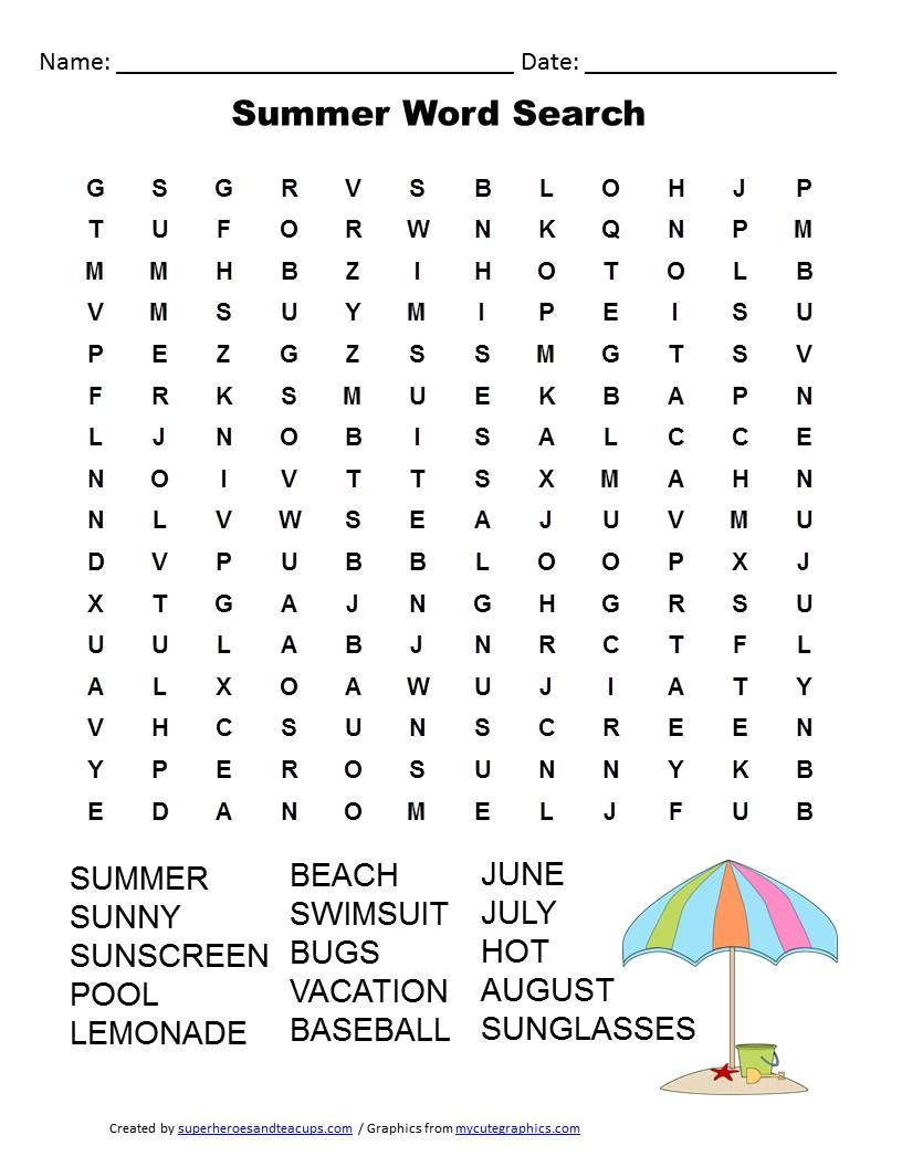 Summer Word Search Free Printable | Word Searches | Pinterest - 2Nd Grade Word Search Free Printable