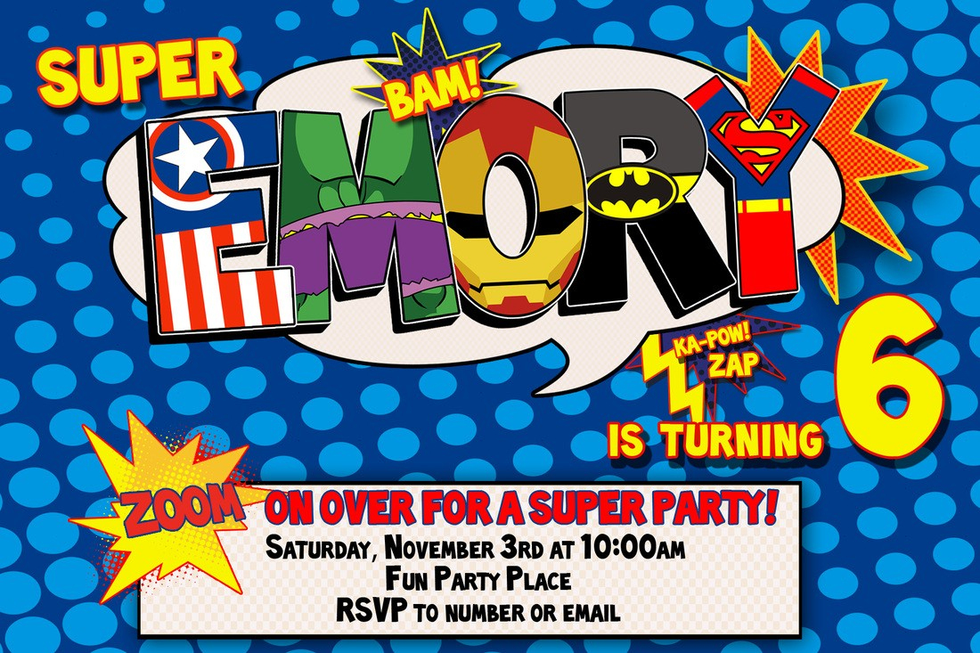 Superhero Comic Book Party Invitation With Free Printable 1 In - Free Printable Superman Invitations