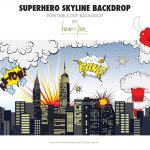 Superhero Skyline Explosion Backdrop (Pdf File) In 2019 | Caden's   Free Printable Superhero Skyline