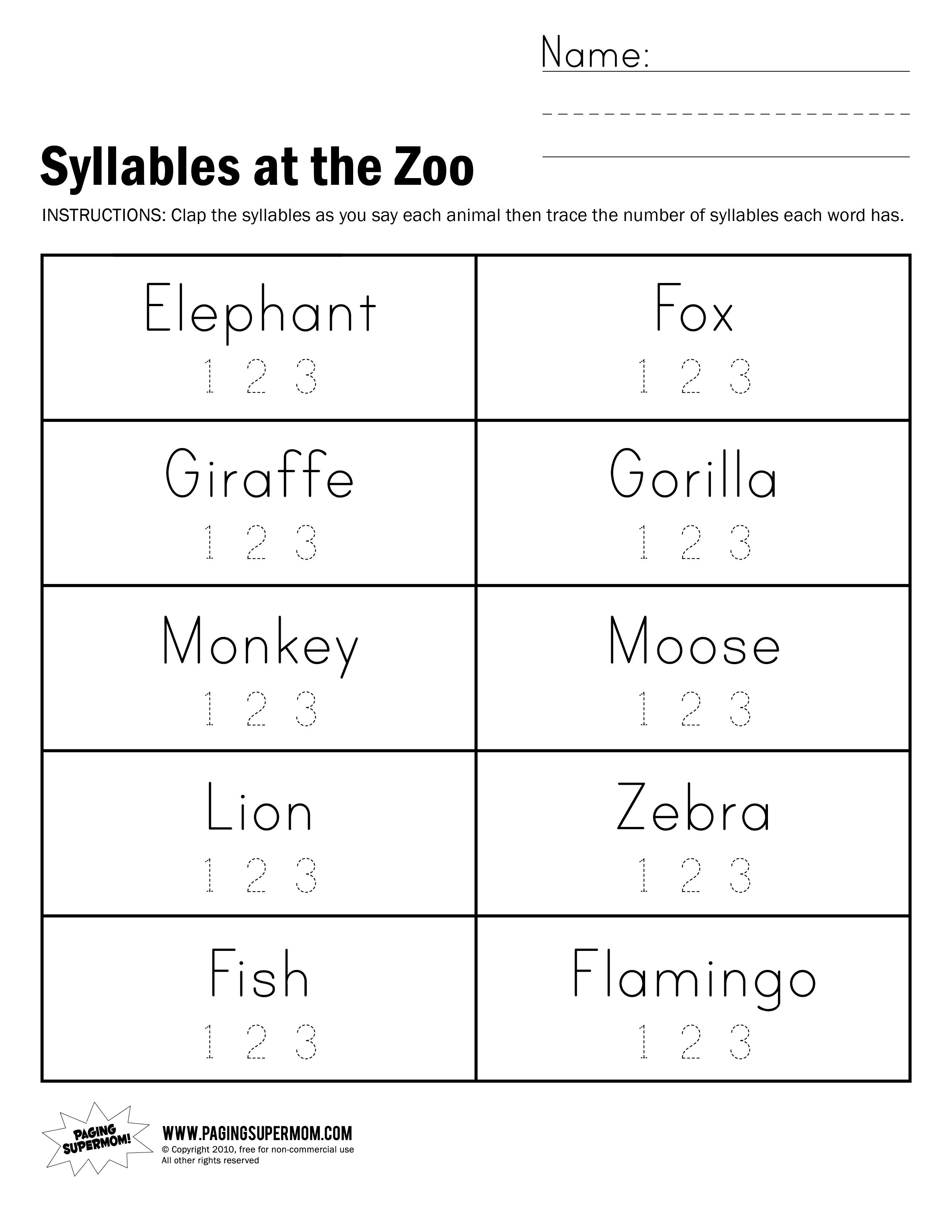 Syllables At The Zoo Worksheet - Free Printable Open And Closed Syllable Worksheets