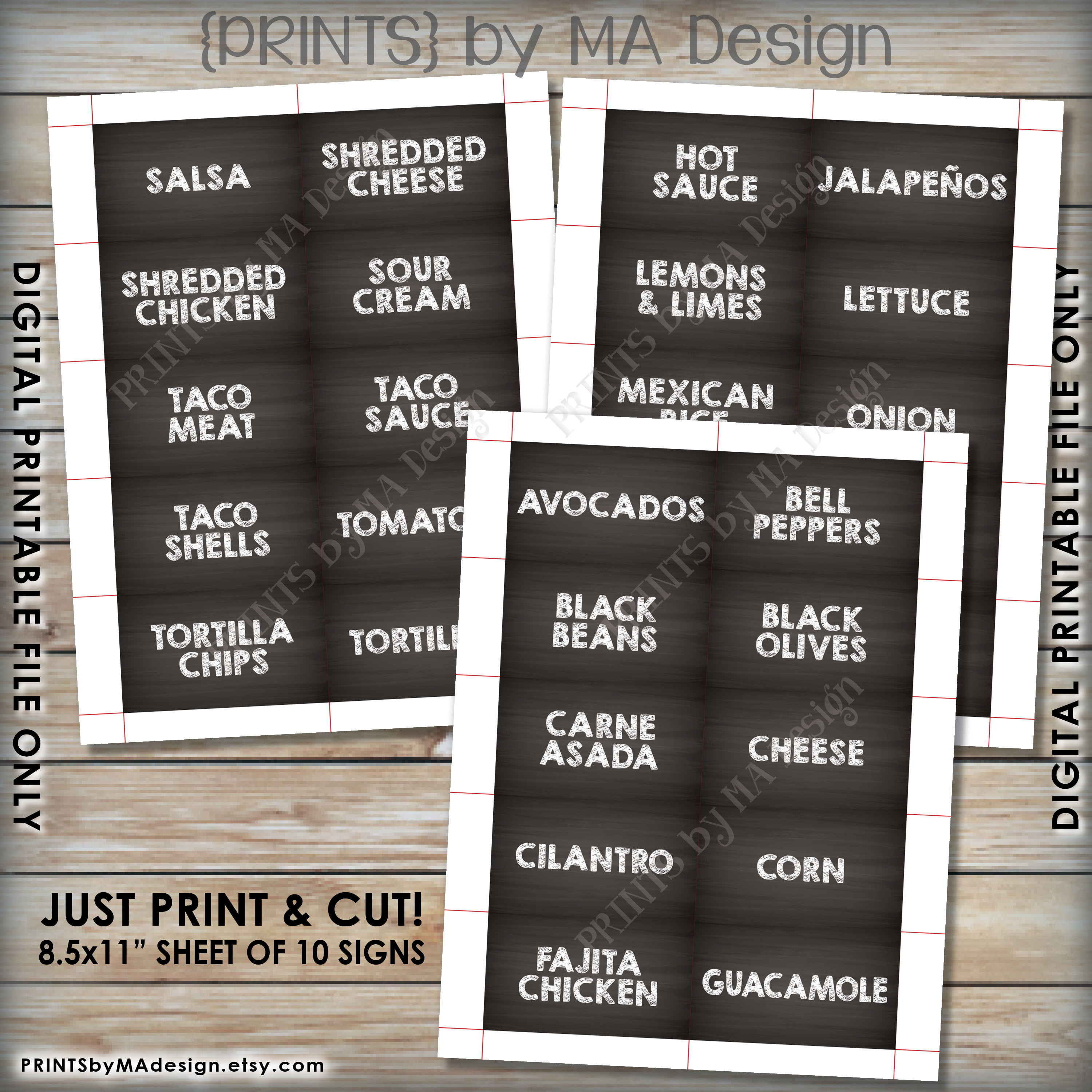 Free Printable Taco Bar Labels