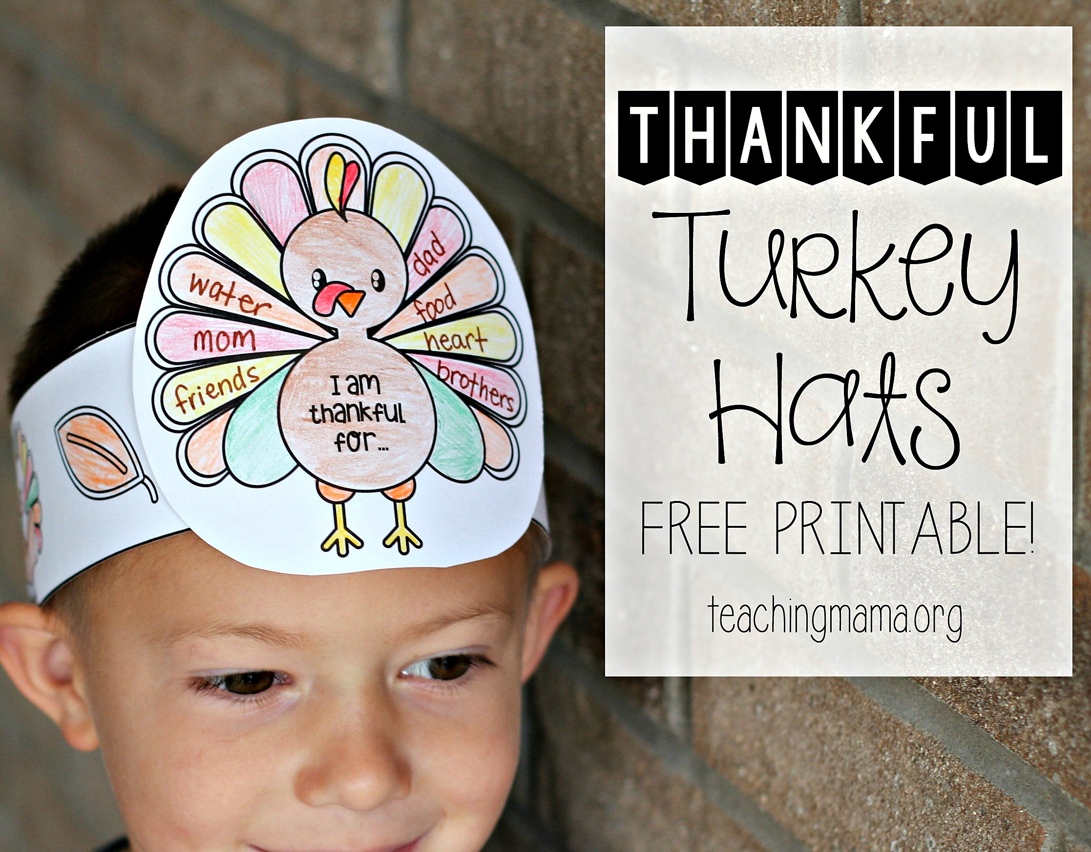 Thankful Turkey Hats - Free Printable Thanksgiving Hats