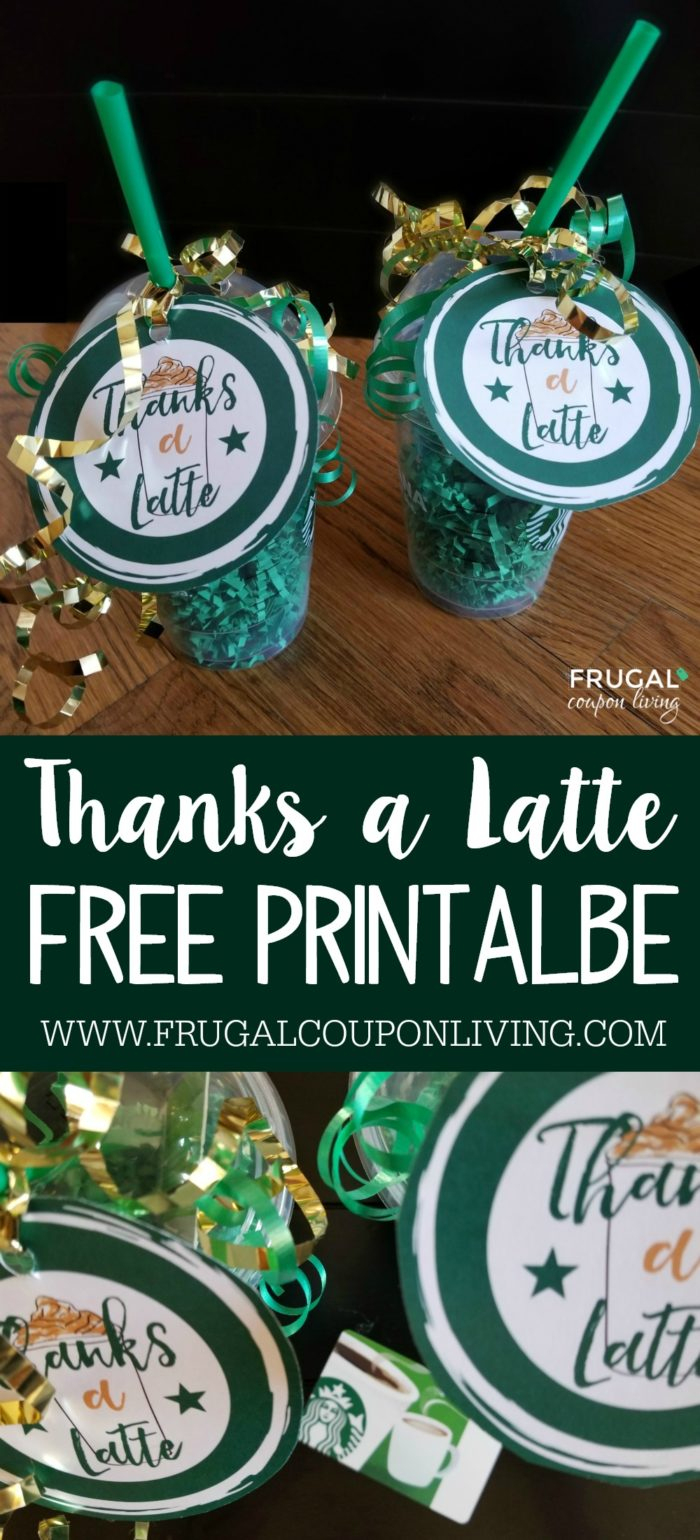 Thanks A Latte Printable - Starbucks Gift Card Tag - Free Starbucks Coupon Printable