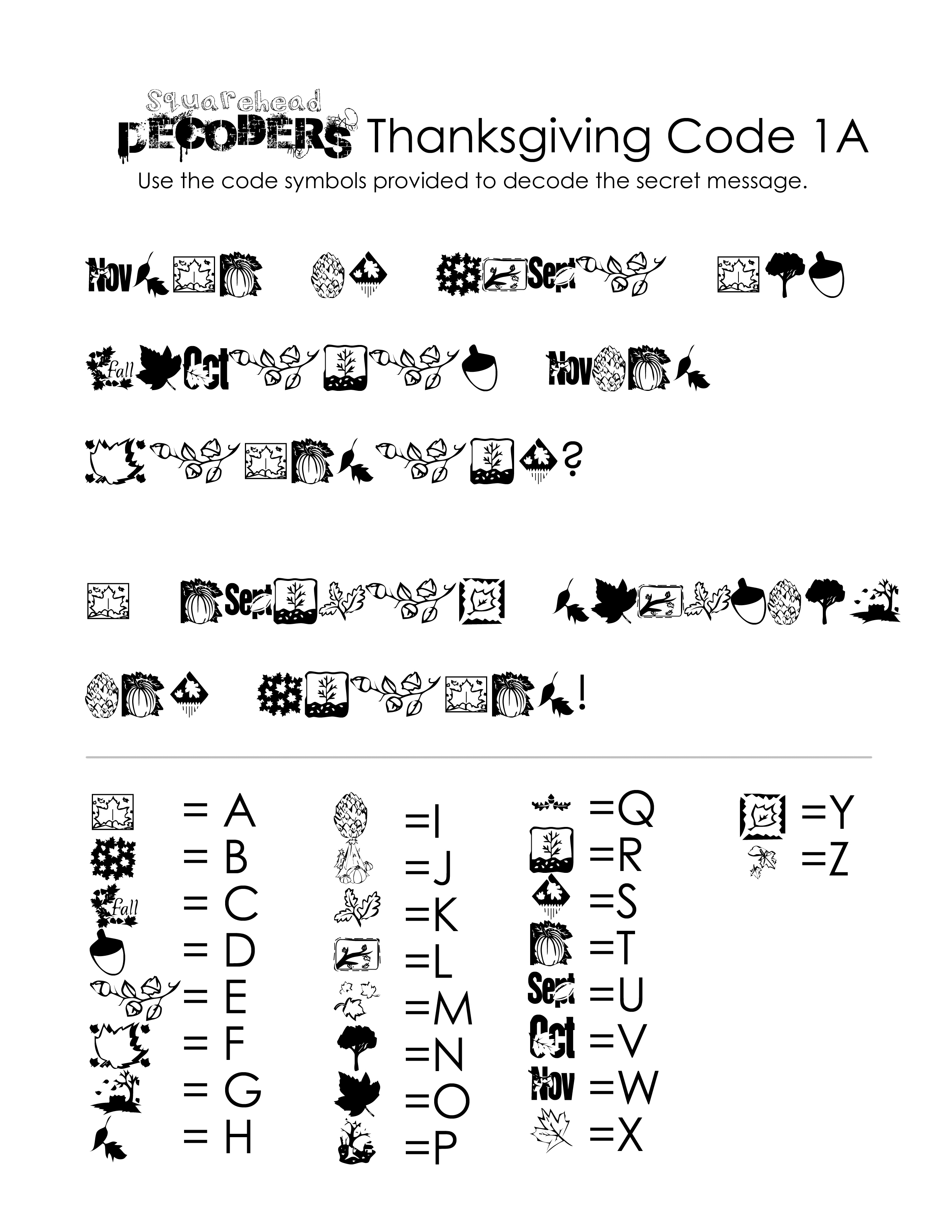 Thanksgiving Decoding Worksheets (Free!) | Squarehead Teachers - Free Printable Thanksgiving Math Worksheets For 3Rd Grade