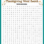 Thanksgiving Word Search Free Printable Worksheet   Free Printable Thanksgiving Worksheets For Middle School
