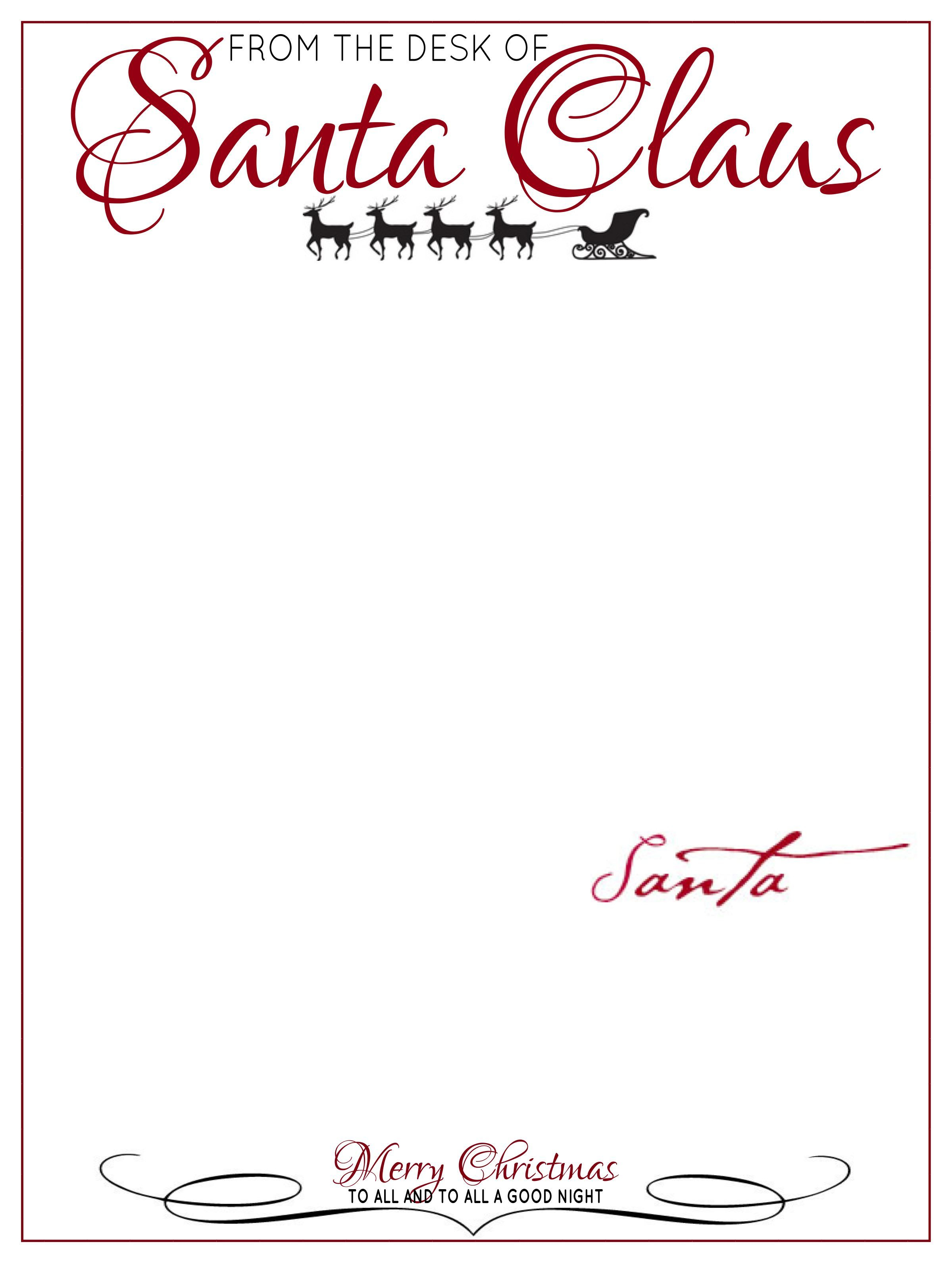 The Desk Of Letter Head From Santa Claus | Elf On The Shelf - Free Printable Santa Letter Paper