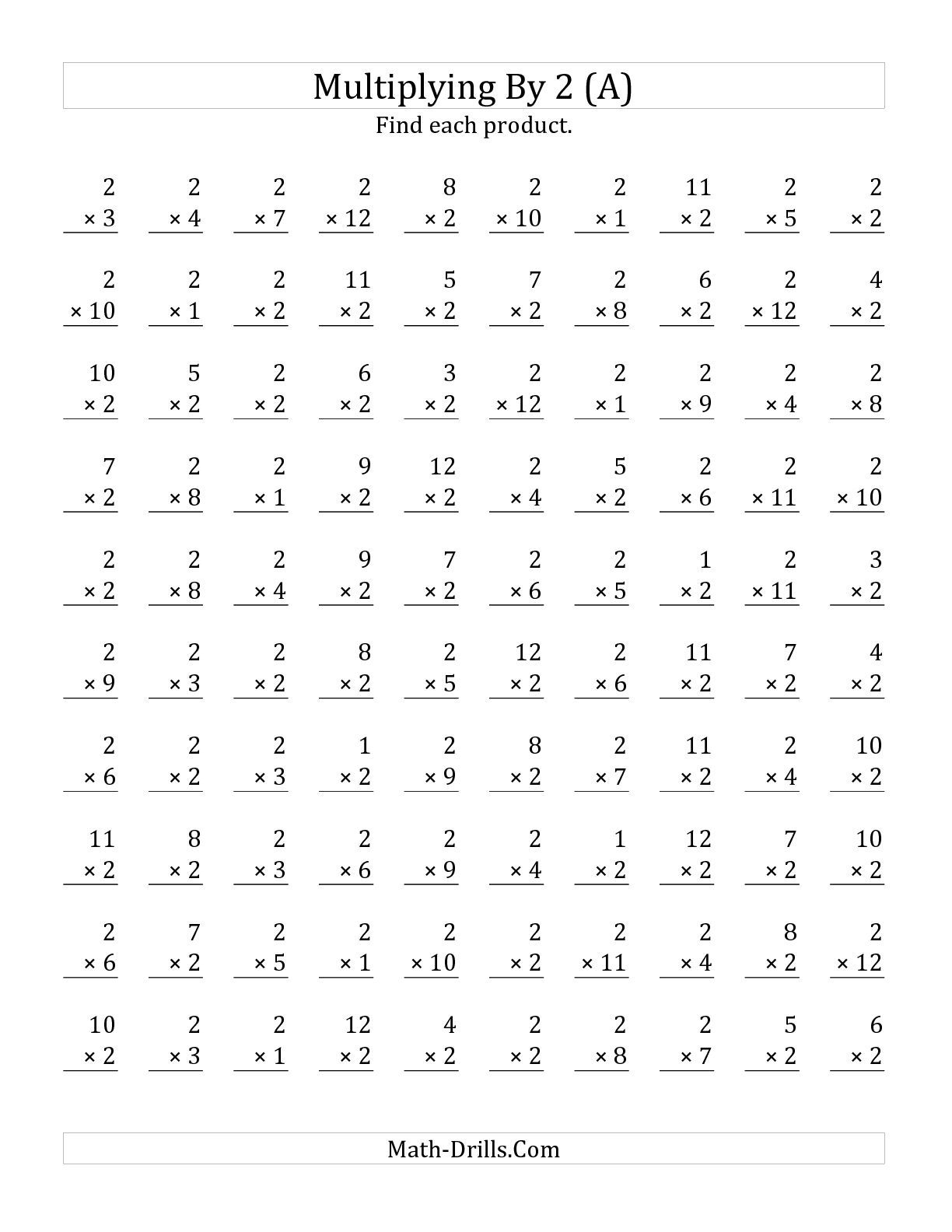 The Multiplying 1 To 122 (A) Math Worksheet From The - Free Printable Multiplication Timed Tests