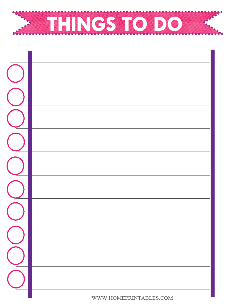 Free Printable To Do Charts