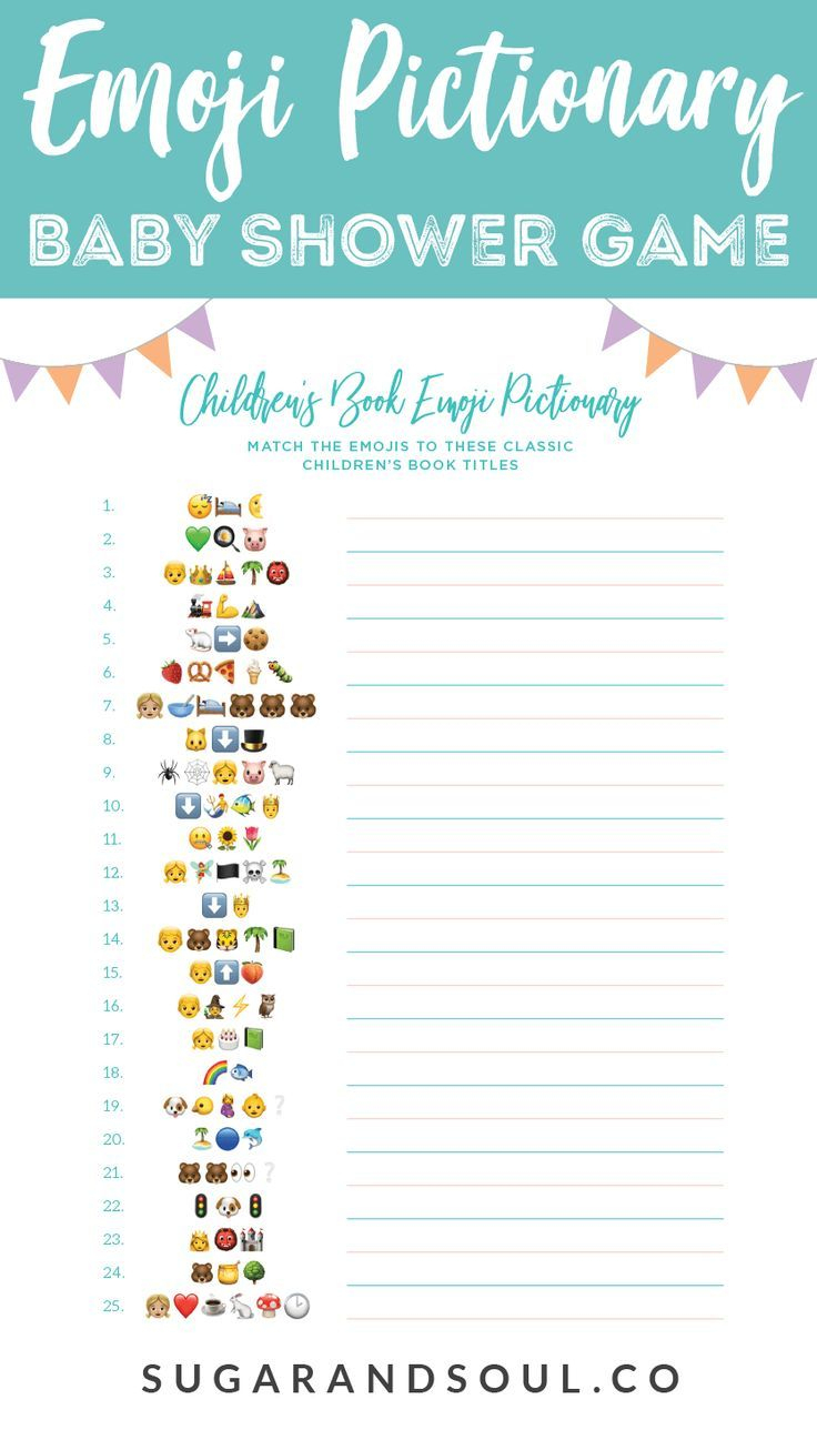 This Free Emoji Pictionary Baby Shower Game Printable Uses Emoji - Free Printable Templates For Baby Shower Games