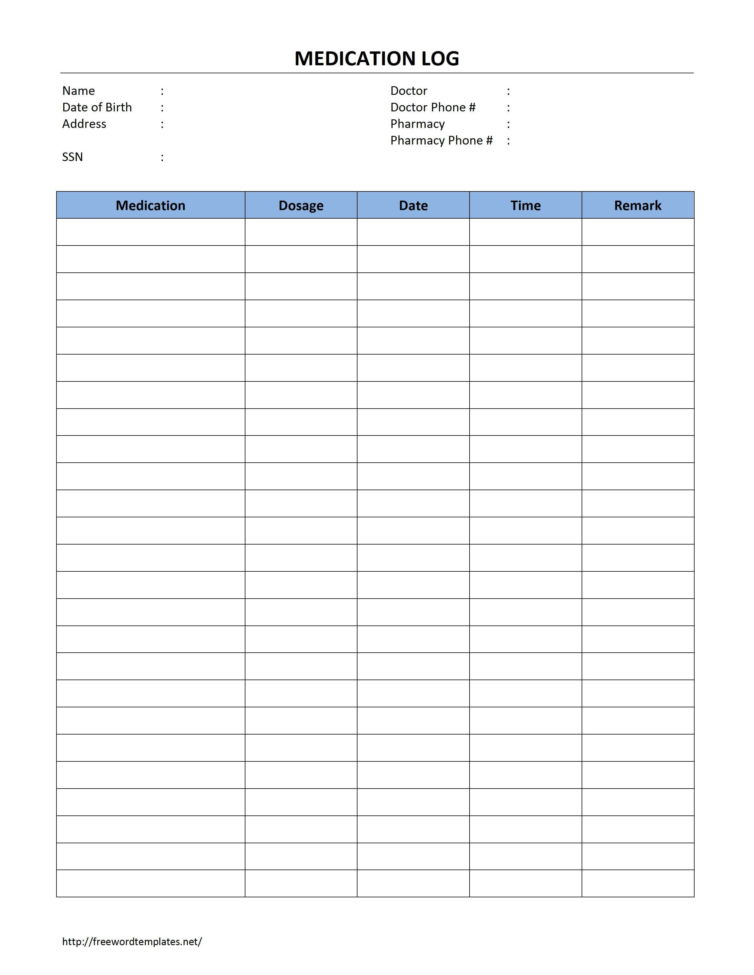 This Is A Medication Log Template That You Can Use To Record Day-To - Free Printable Medication List Template