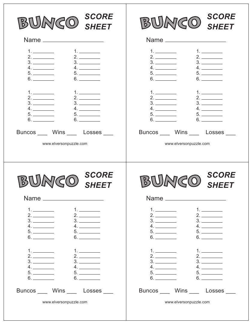 This Is The Bunco Score Sheet Download Page. You Can Free Download - Free Printable Halloween Bunco Score Sheets