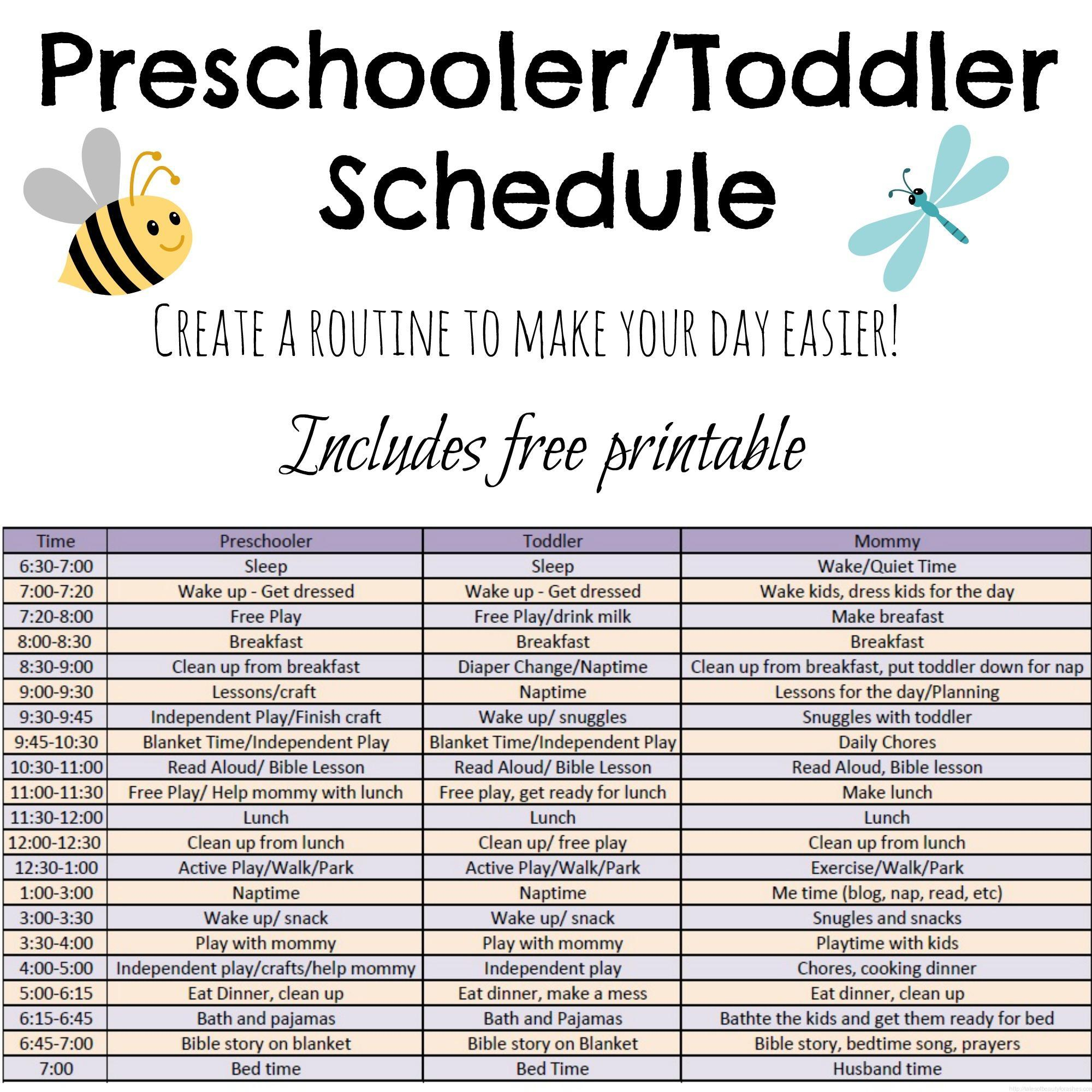 Toddler And Preschooler Daily Schedule - Tales Of Beauty For Ashes - Free Printable Picture Schedule For Preschool