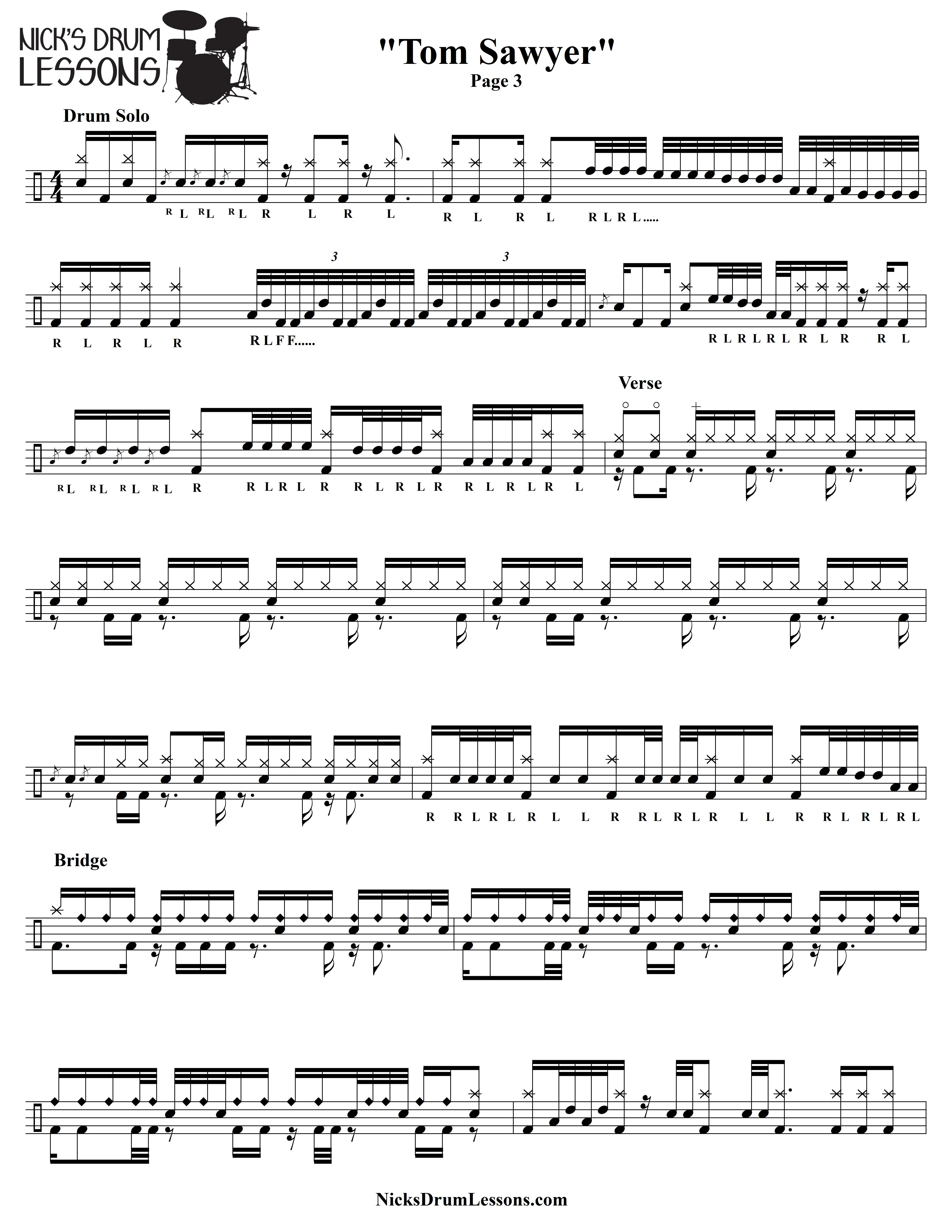 Printable Drum Sheet Music