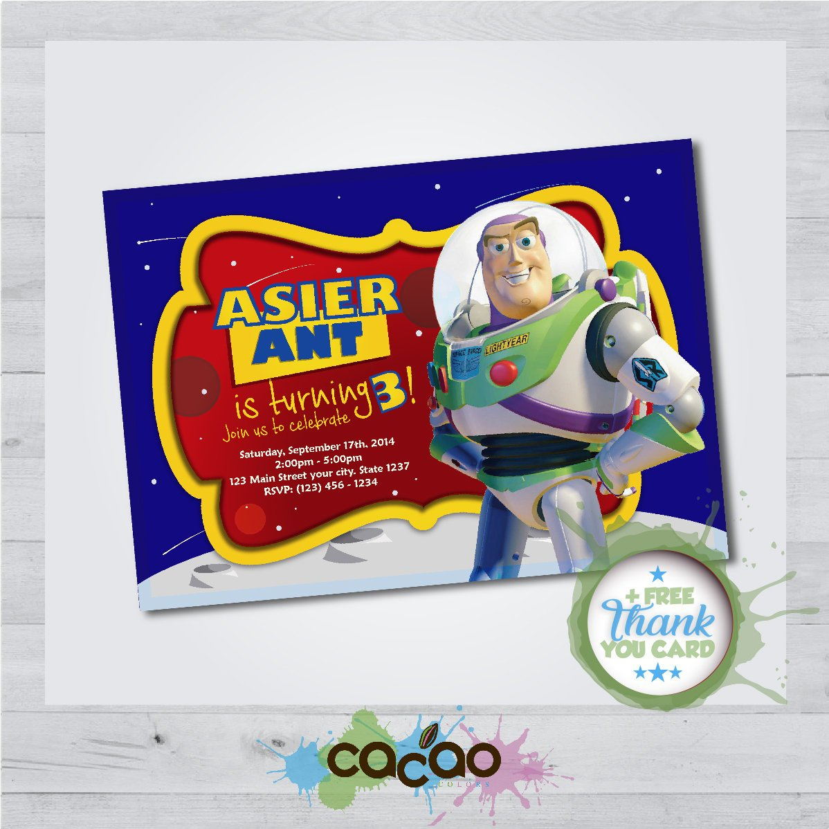Toy Story Buzz Lightyear Invitation Toy Story Buzz Lightyear | Etsy - Toy Story Birthday Card Printable Free