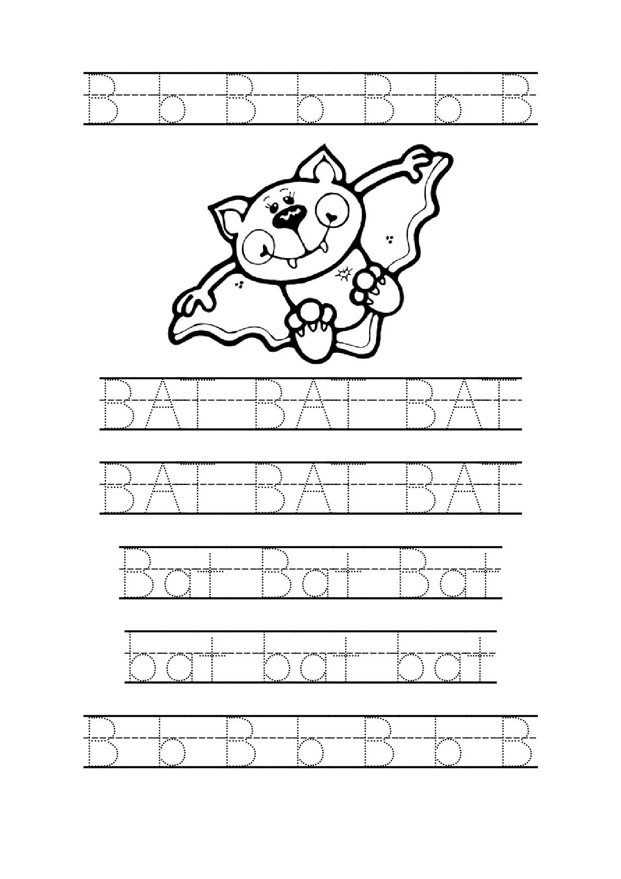 Tracing Bat Worksheets For Preschool. Bat Coloring Page | Printable - Free Printable Bat Writing Paper