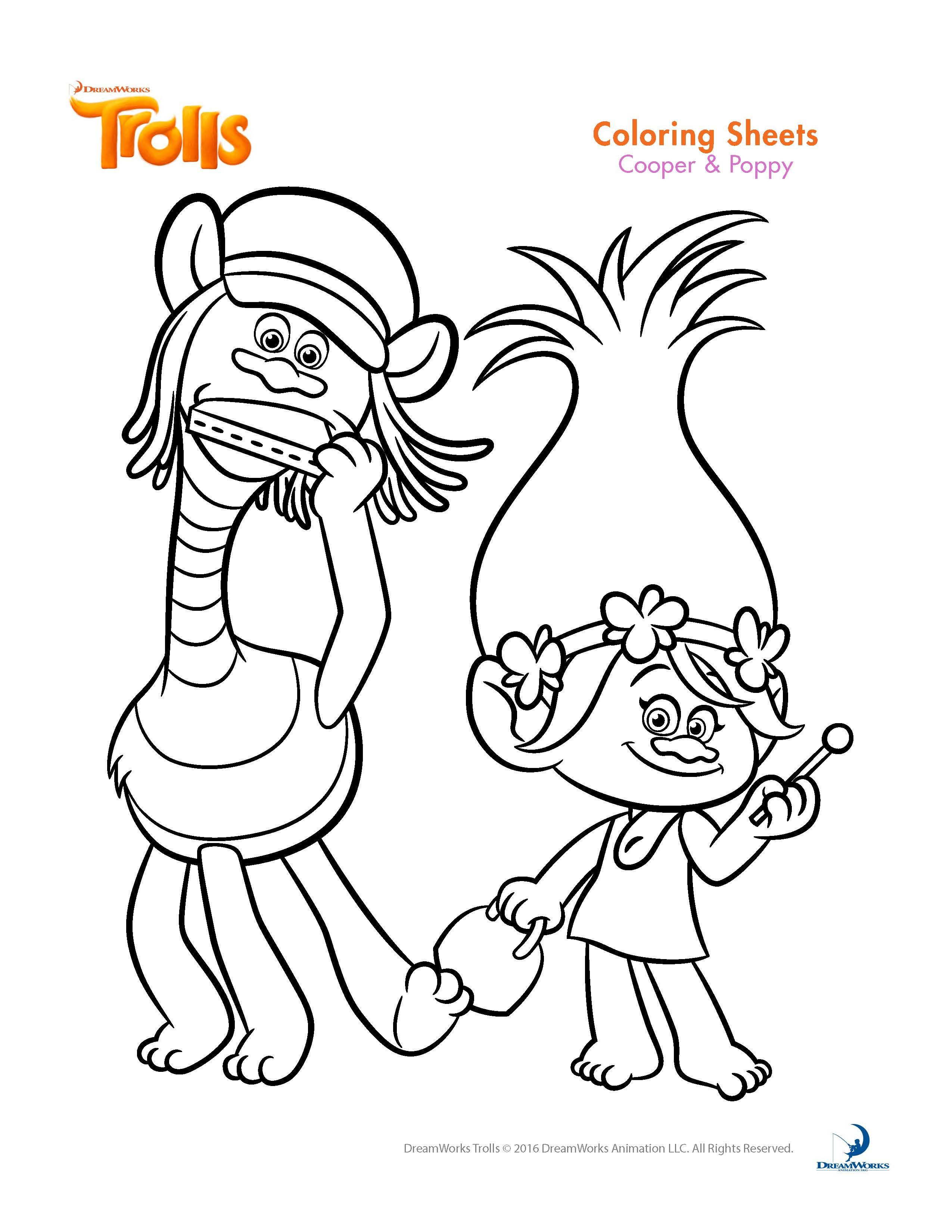 Trolls Coloring Pages And Printable Activity Sheets | Trolls B-Day - Free Printable Troll Coloring Pages