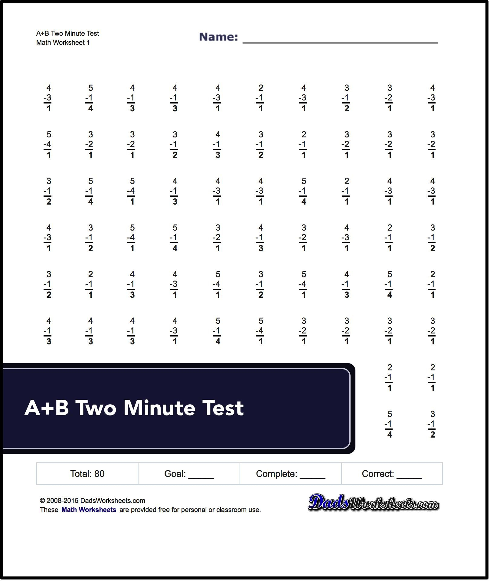 Two Minute Versions Of The Spaceship Math Subtraction Worksheets - Free Printable Multiplication Worksheets 100 Problems