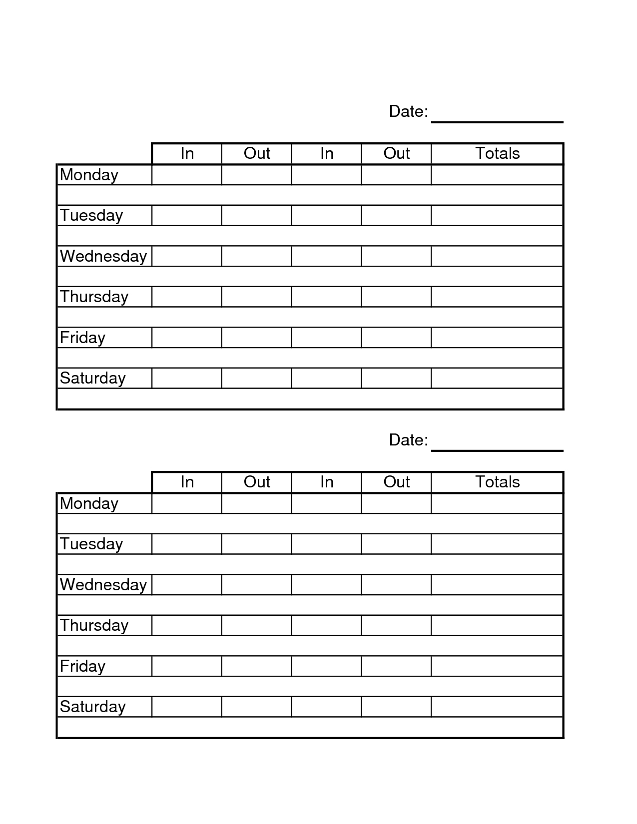 Two Week Time Sheets | Employee Time Sheets | Chiropractic Office - Free Printable Time Sheets