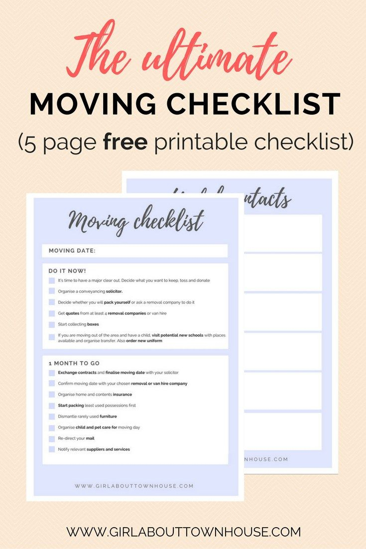 Ultimate Moving Checklist (Free Printable | Ingomar House - Free Printable Moving Checklist And Planner