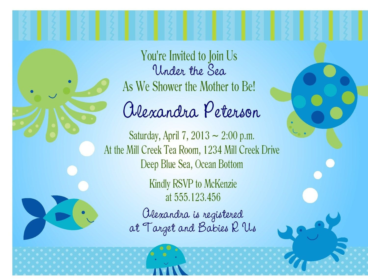 Under The Sea Baby Shower Invitations Free Templates | Invitations - Free Printable Turtle Baby Shower Invitations