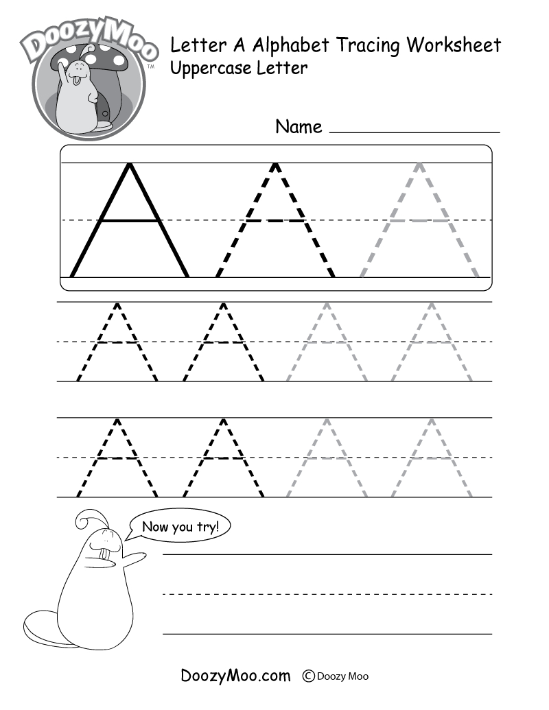 Uppercase Letter Tracing Worksheets (Free Printables) - Doozy Moo - Free Printable Letter Tracing Sheets