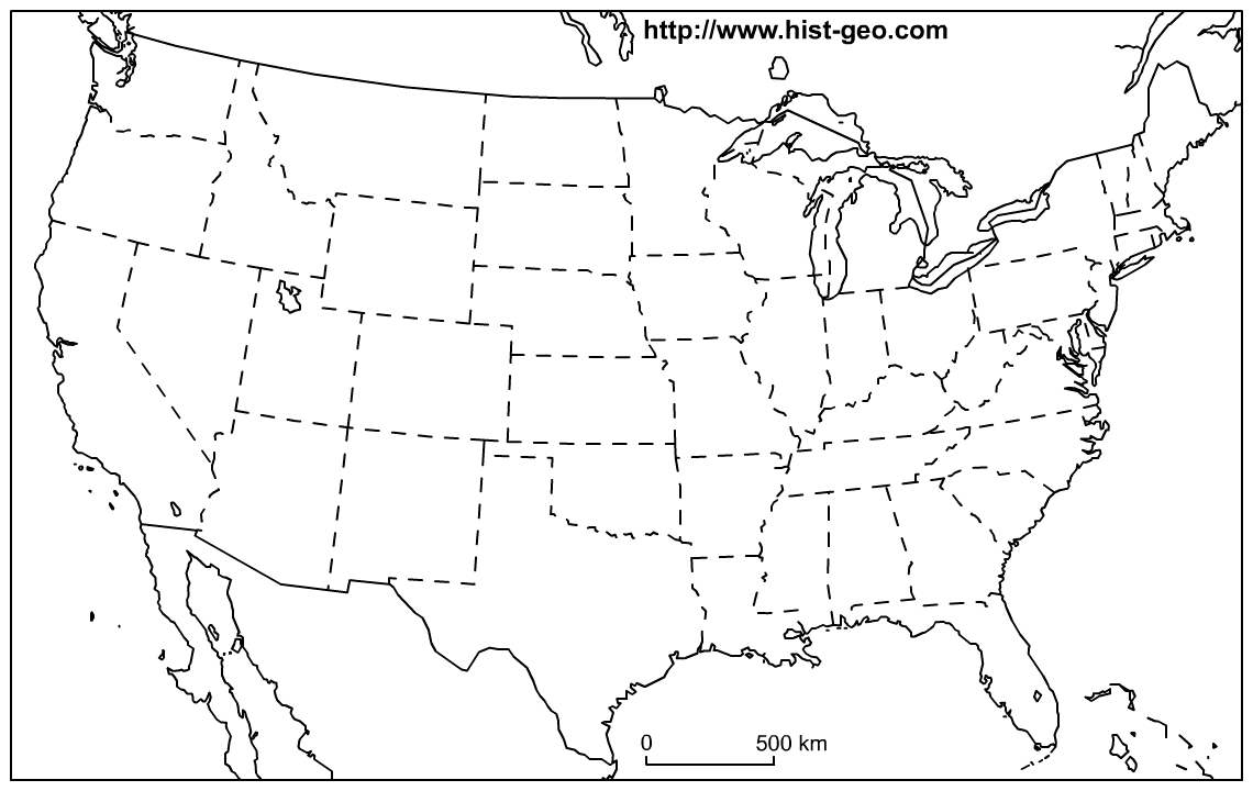 Us States Blank Map (48 States) - Free Printable Outline Map Of United States
