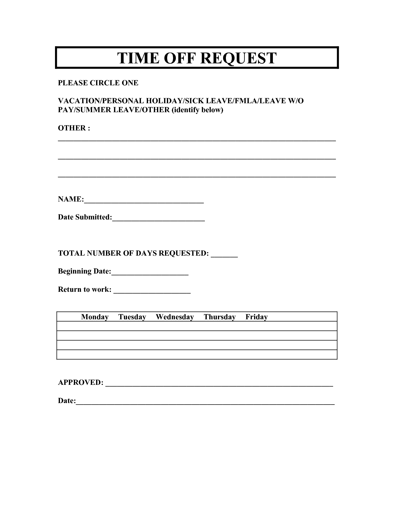 Vacation Request Forms 2014 Free Printable | Printable Request For - Free Printable Hr Forms