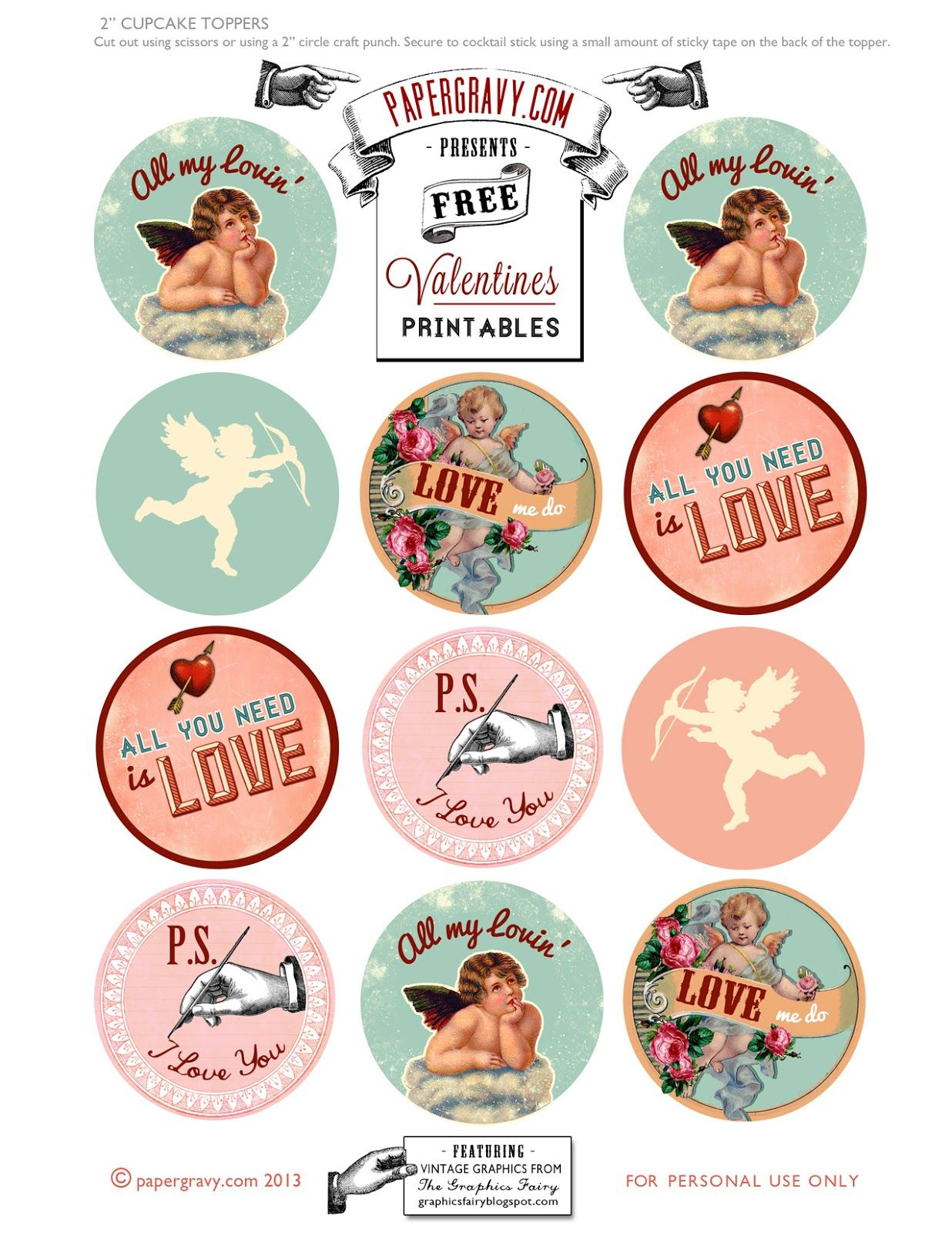Valentine Printables - Labels - Flags - Cupcake Toppers | Toppers - Free Printable Valentine Graphics