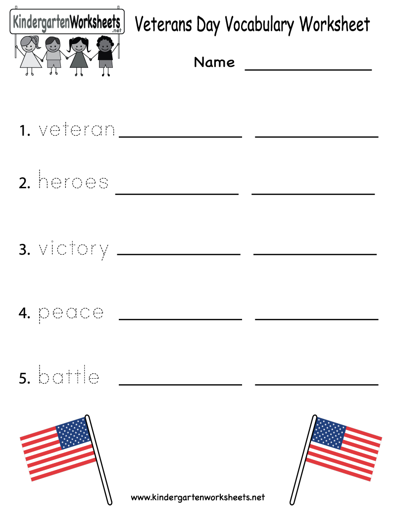Veterans Day Vocabulary Worksheet - Free Kindergarten Holiday - Free Printable Presidents Day Worksheets