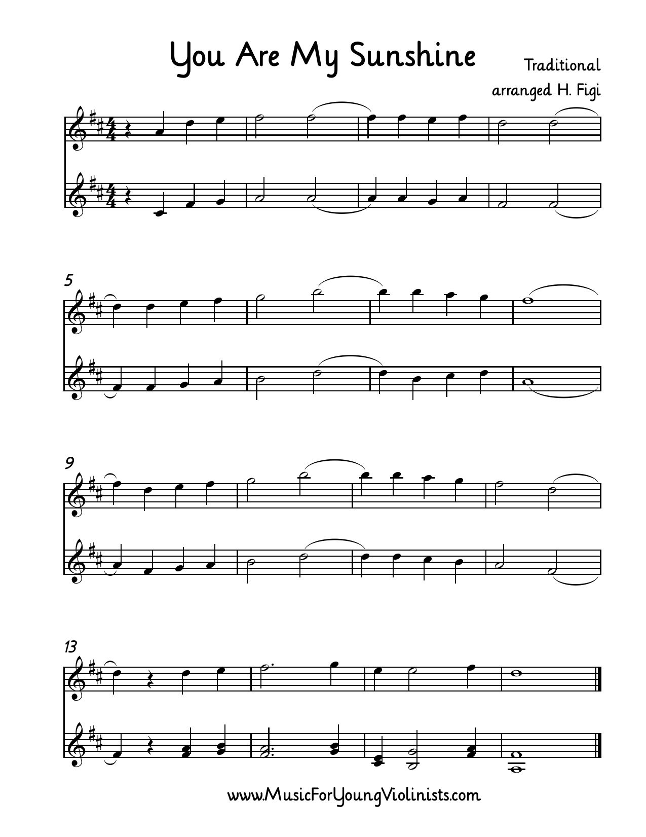 Free Printable Piano Sheet Music For You Are My Sunshine - Free Printable