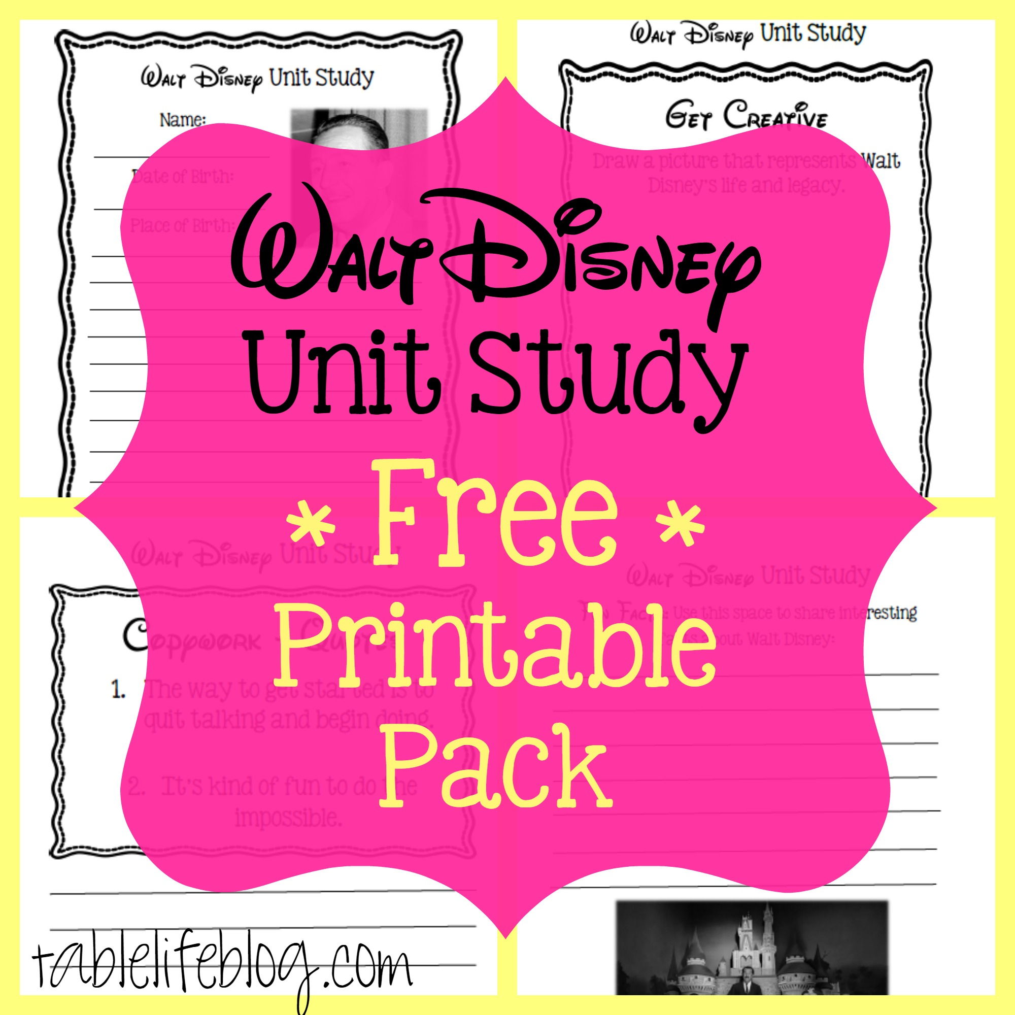 Walt Disney Unit Study (With Free Printable!) - Tablelifeblog - Free Printable Disney Stories
