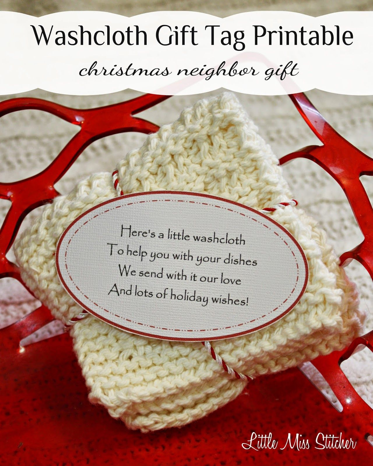Washcloth Gift Idea For Christmas.the Cute Poem On These Free - Free Printable Dishcloth Wrappers