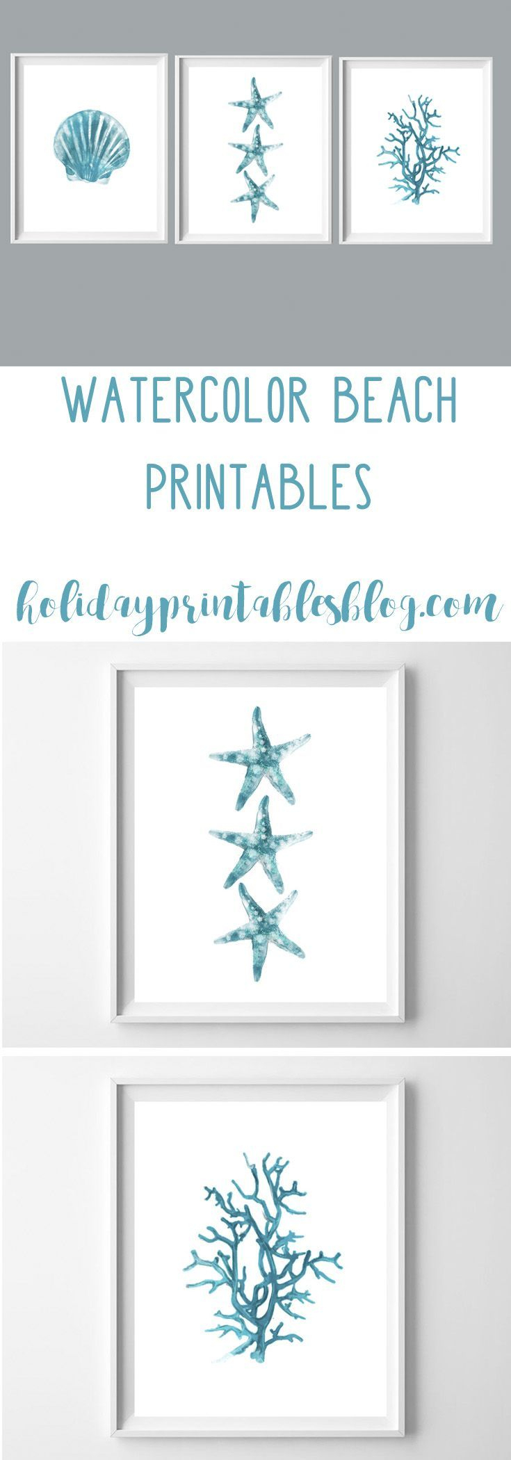 Watercolor Beach Printables | Free Printable Art | Beach House - Free Printable Decor