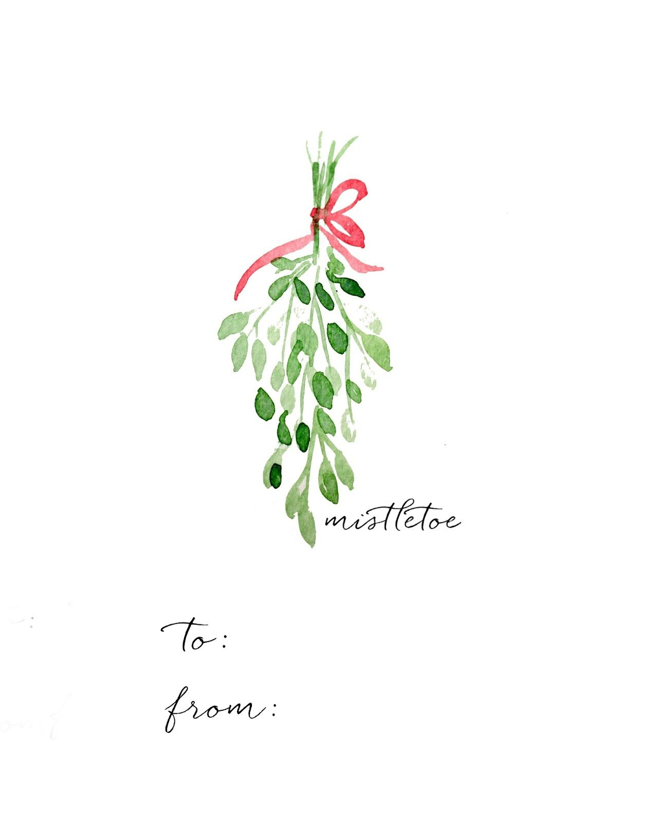 Watercolor Christmas Gift Tag Diy And Free Printables | Images De - Free Printable Mistletoe Tags