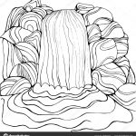 Waterfall Coloring Page For Children And Adults Stock Vector Tearing   Free Printable Waterfall Coloring Pages