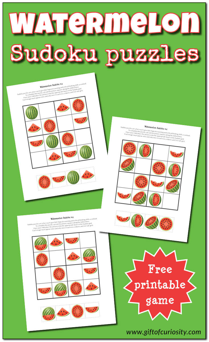 Watermelon Sudoku Puzzles {Free Printables} - Gift Of Curiosity - Download Printable Sudoku Puzzles Free