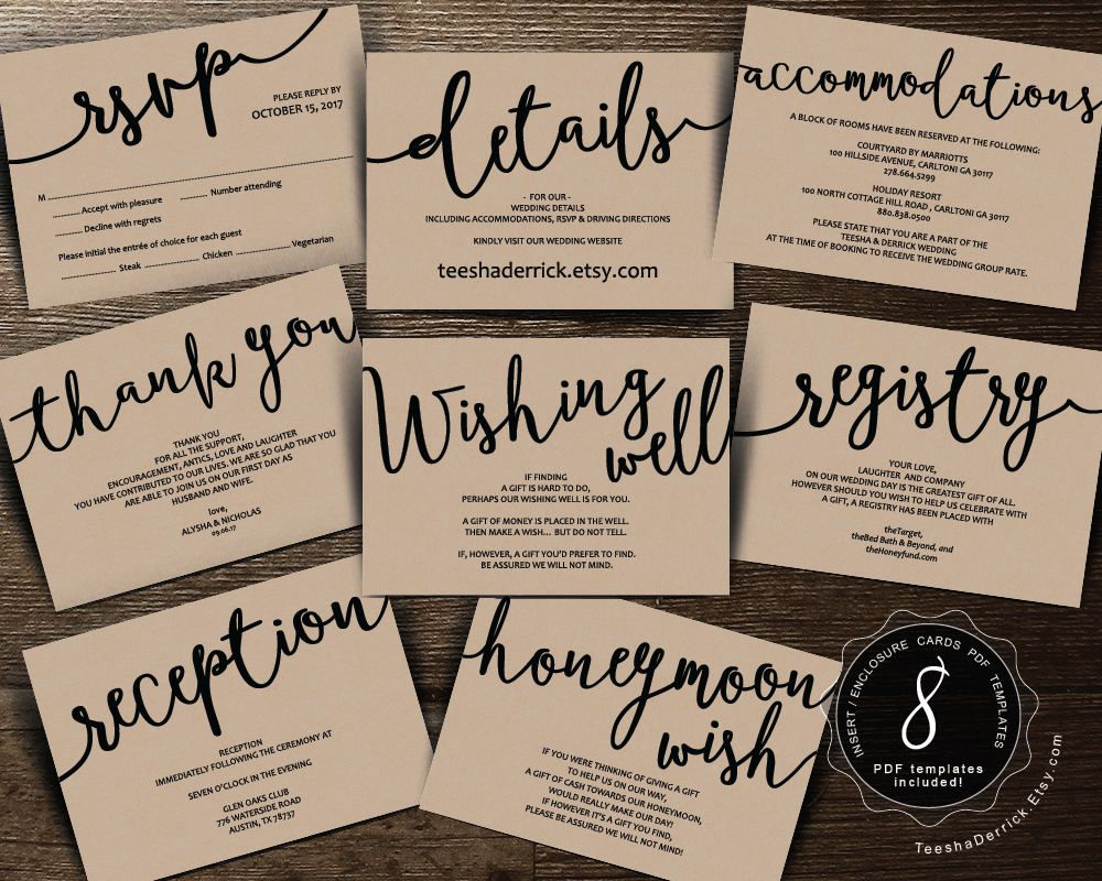 Wedding Insert Cards Pdf Template (Instant Download), Enclosure Card - Free Printable Enclosure Cards