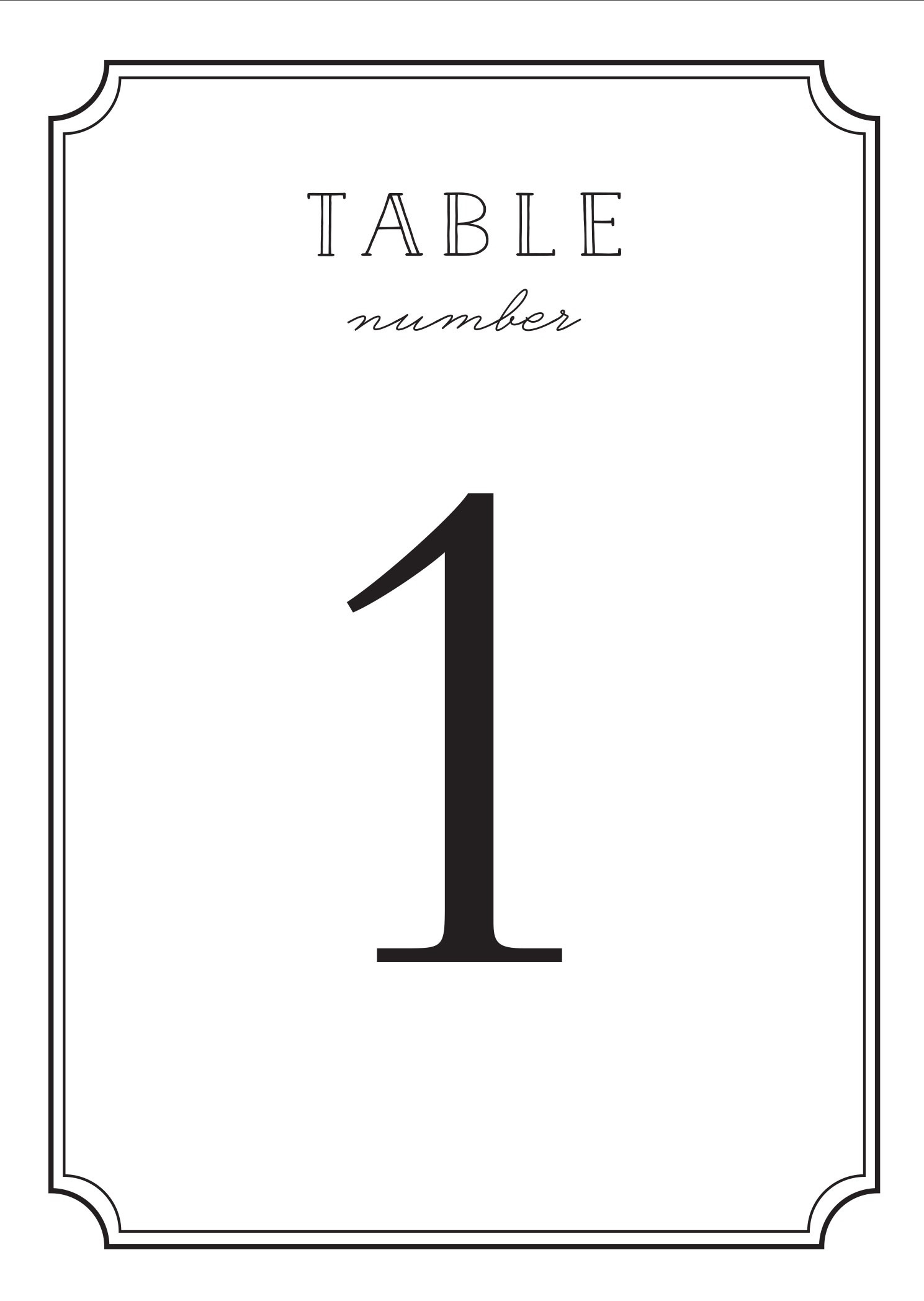 Wedding Table Numbers Printable
