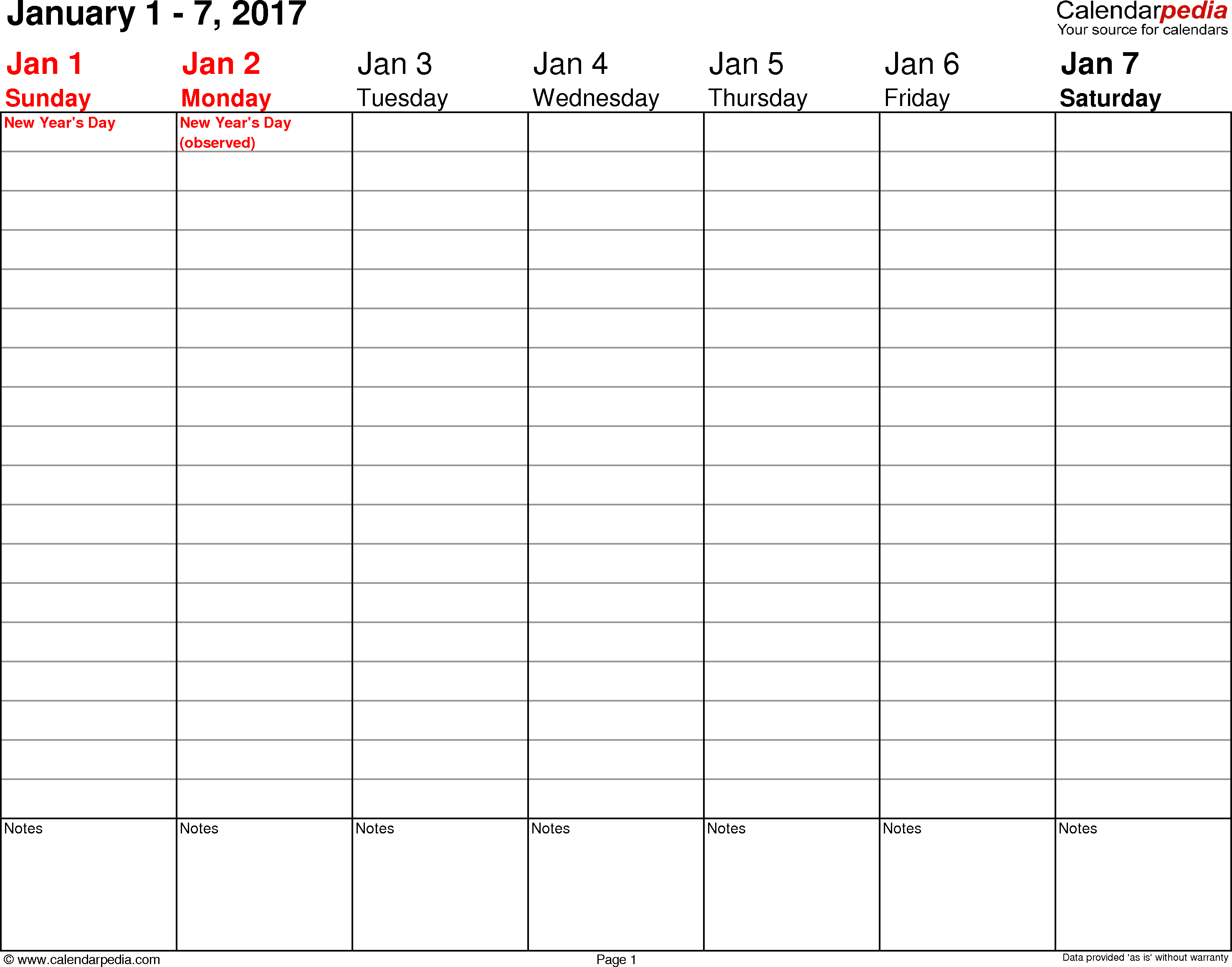 Weekly Calendar 2017 For Word – 12 Free Printable Templates - Free Printable Daily Planner 2017