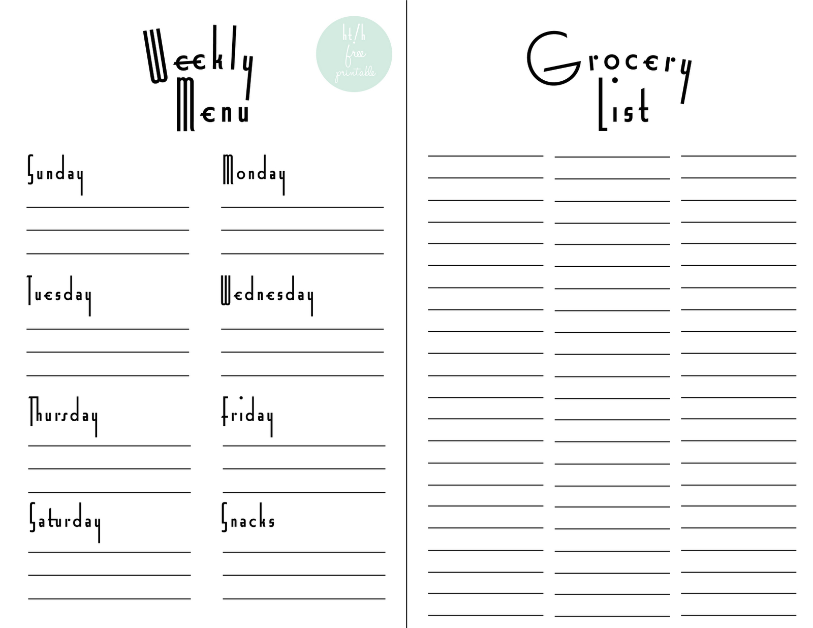 Weekly Menu Planner &amp;amp; Grocery List Free Printable | For The Home - Free Printable Grocery List And Meal Planner