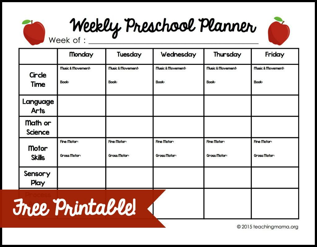 Weekly Preschool Planner {Free Printable} If You Teach Preschool At - Free Printable Preschool Teacher Resources