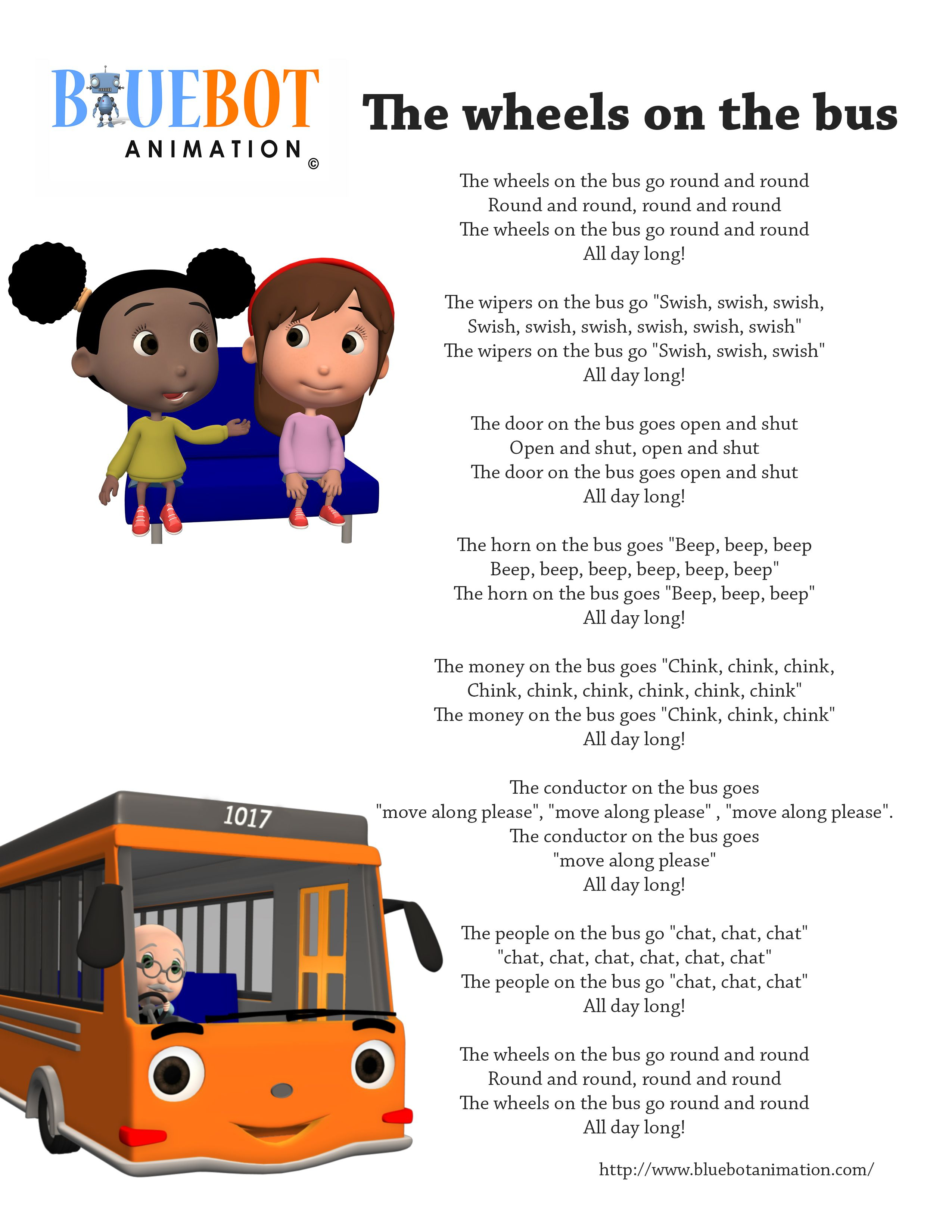 Wheels On The Bus Nursery Rhyme Lyrics Free Printable Nursery Rhyme - Free Printable Nursery Rhymes