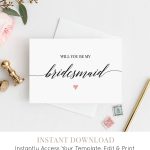 Will You Be My Bridesmaid Printable Card, Ask To Be Bridesmaid   Free Printable Will You Be My Maid Of Honor Card