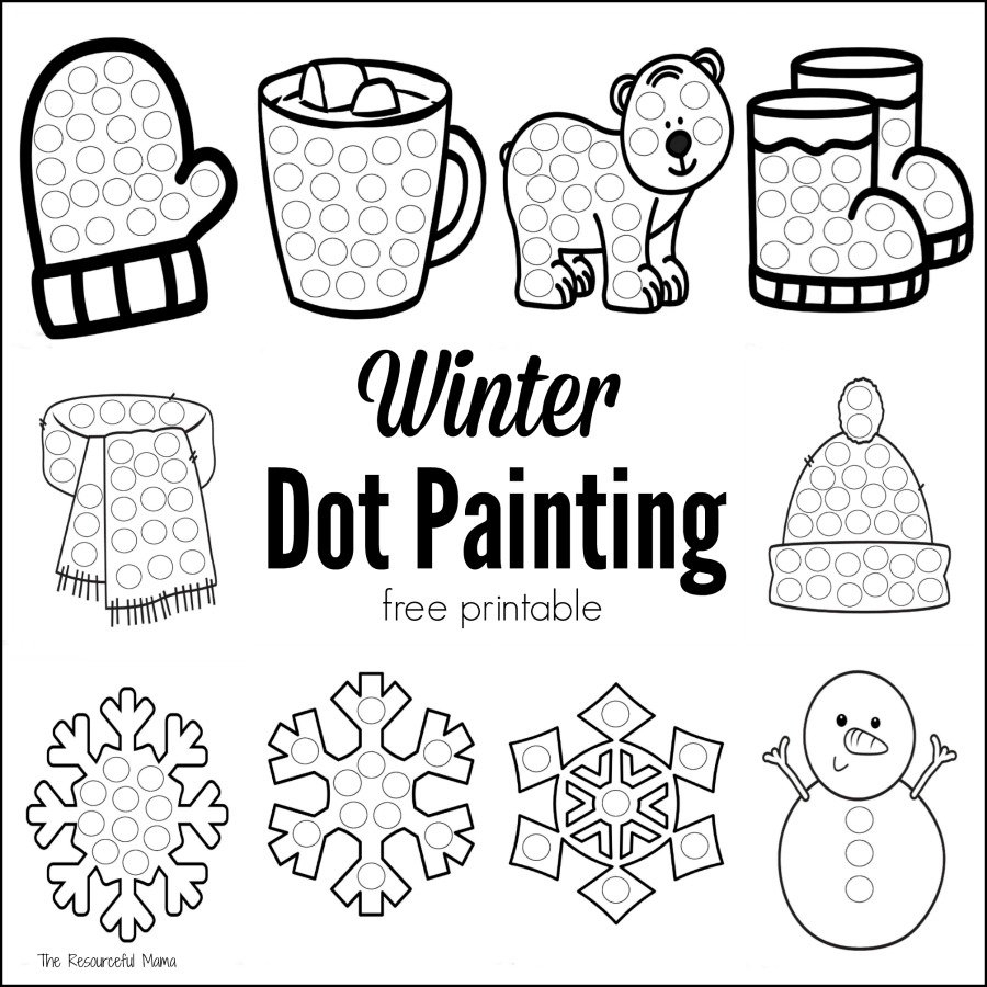 Winter Dot Painting {Free Printable} - The Resourceful Mama - Free Printable Dot To Dot Easy